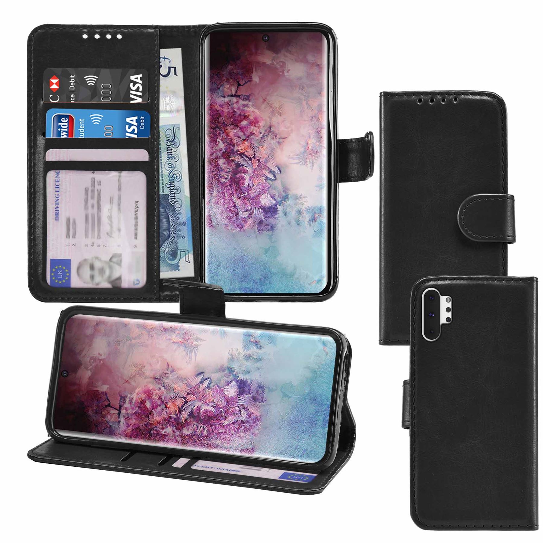 Samsung Galaxy Note 10 Pro Premium Leather Wallet Flip Cover Pouch Book - Picture 14 of 55