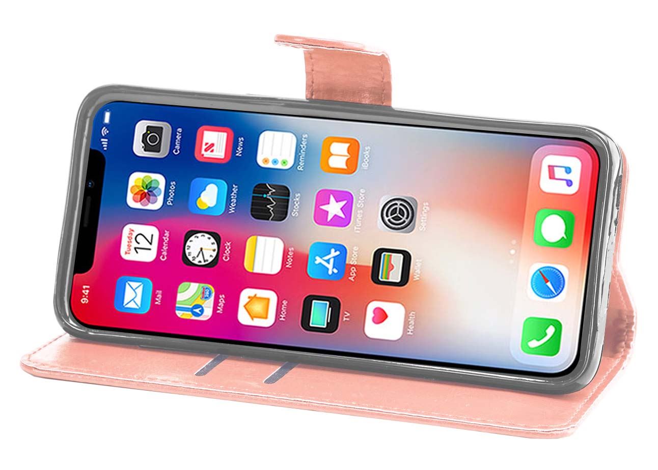 iPhone X Premium Leather Wallet Flip Cover Pouch Book - Picture 47 of 54