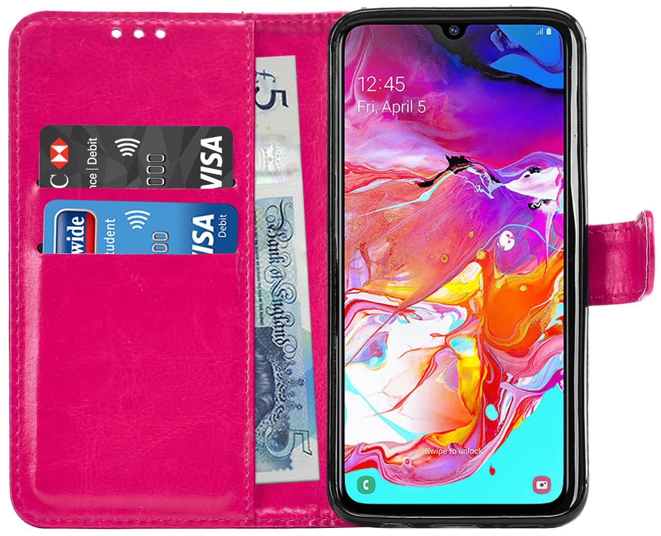 Samsung Galaxy A70 Premium Leather Wallet Flip Cover Pouch Book - Picture 22 of 49