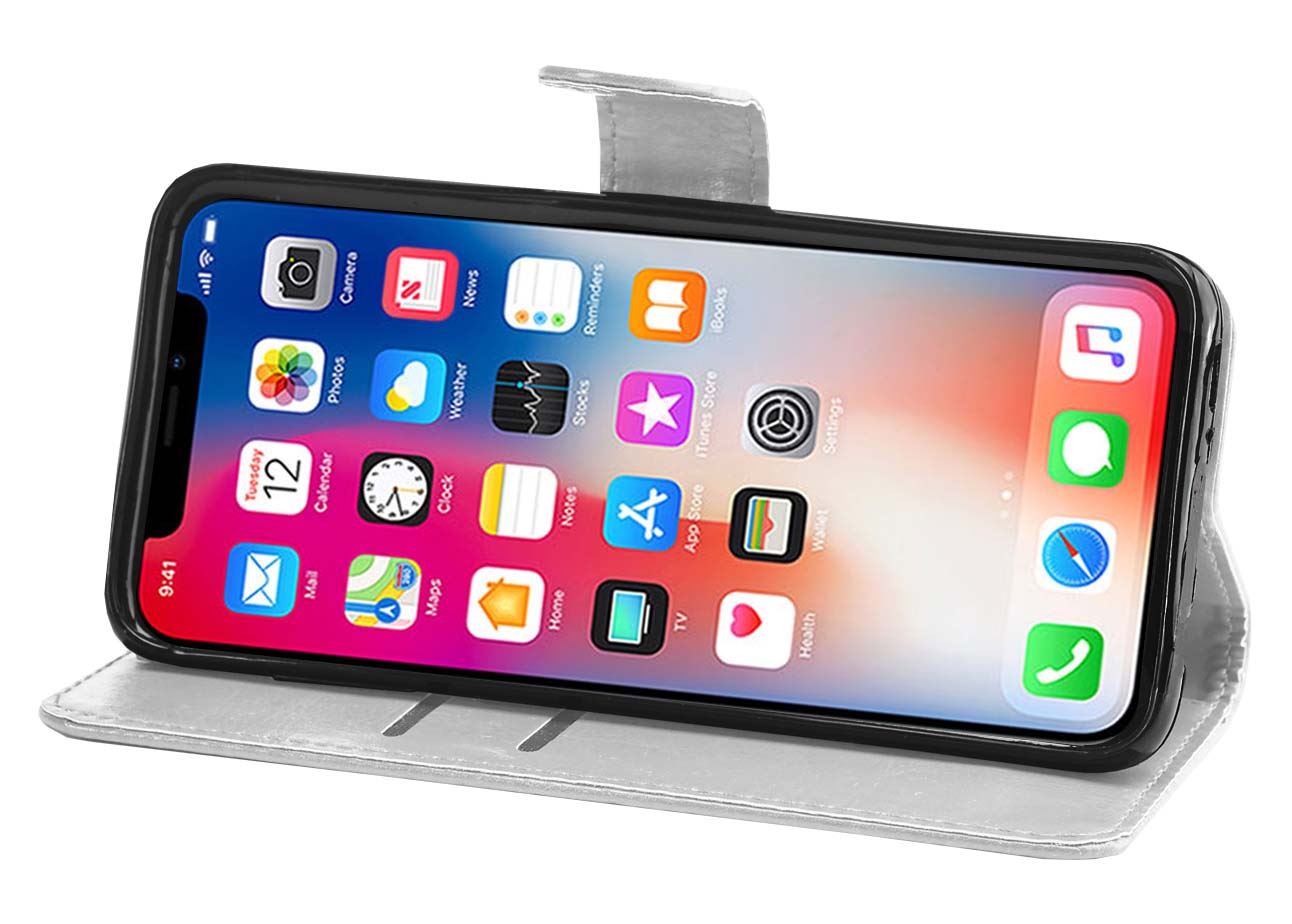 iPhone X Premium Leather Wallet Flip Cover Pouch Book - Picture 51 of 54