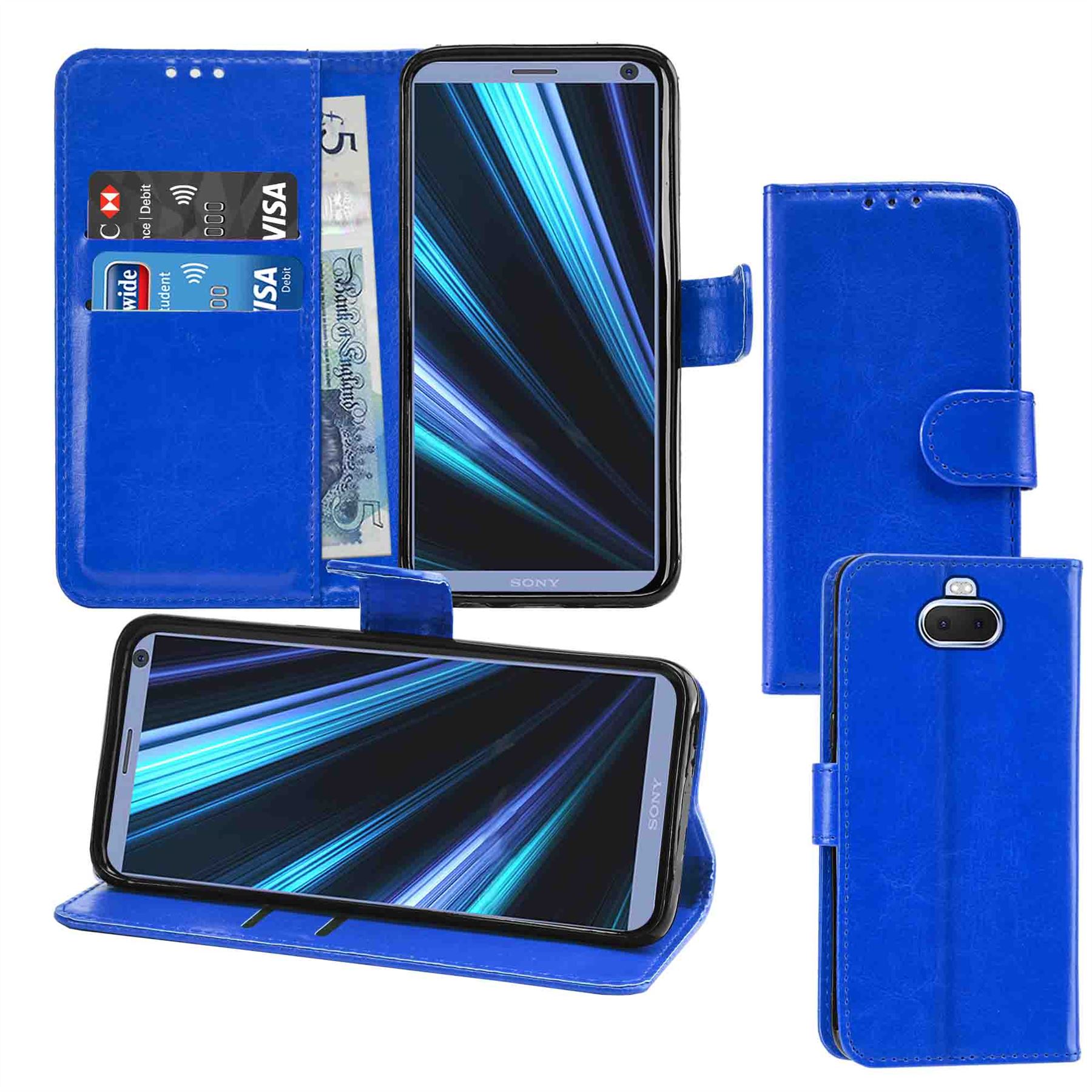 Sony Xperia 10 Premium Leather Wallet Flip Cover Pouch Book - Picture 15 of 35