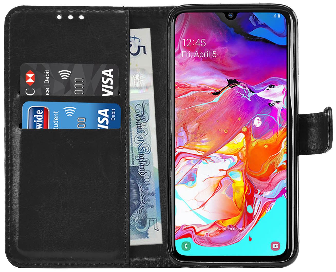 Samsung Galaxy A70 Premium Leather Wallet Flip Cover Pouch Book - Picture 8 of 49