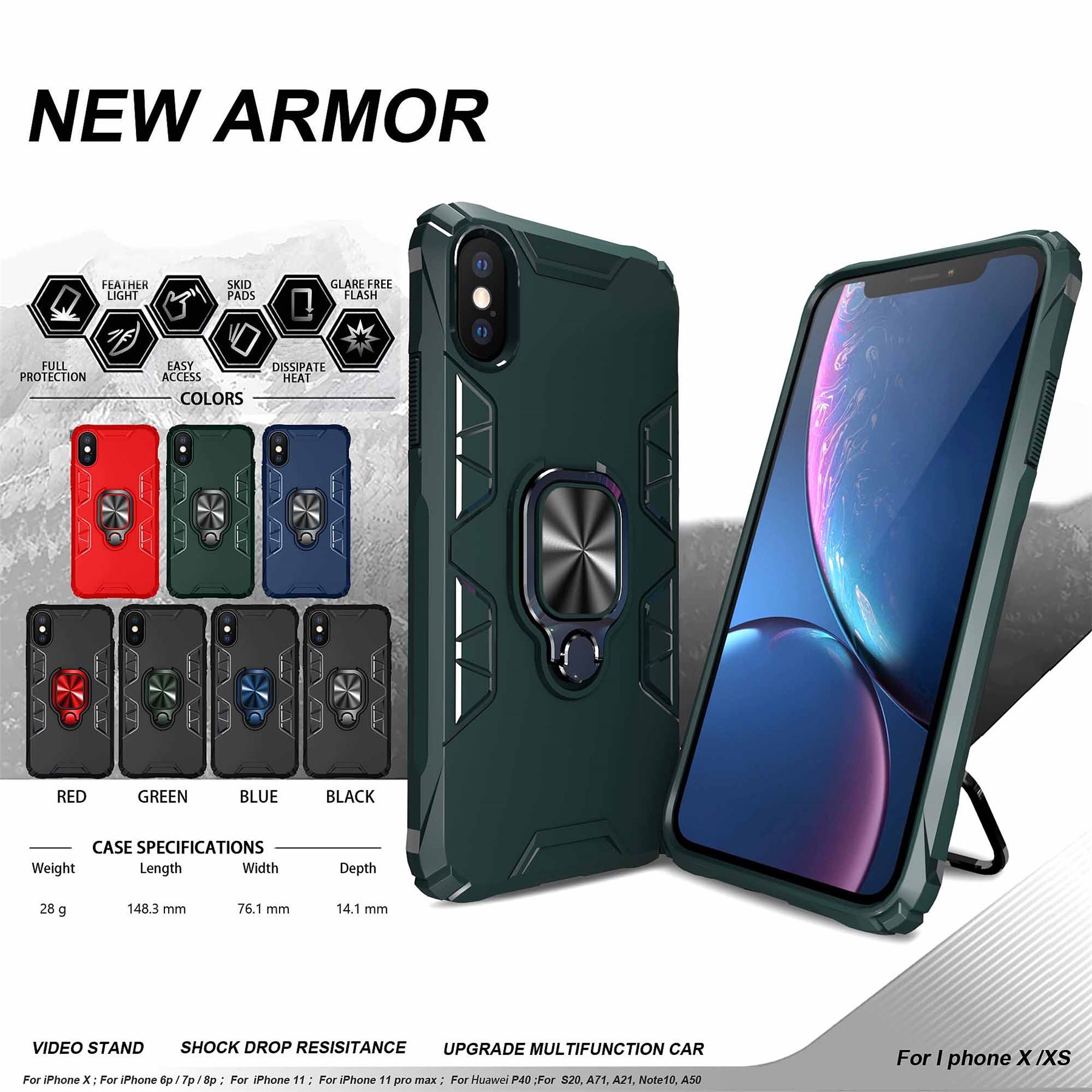 Hybrid Armor Case Shockproof Cover Ring Stand Holder For Apple iPhone XR - Picture 51 of 90