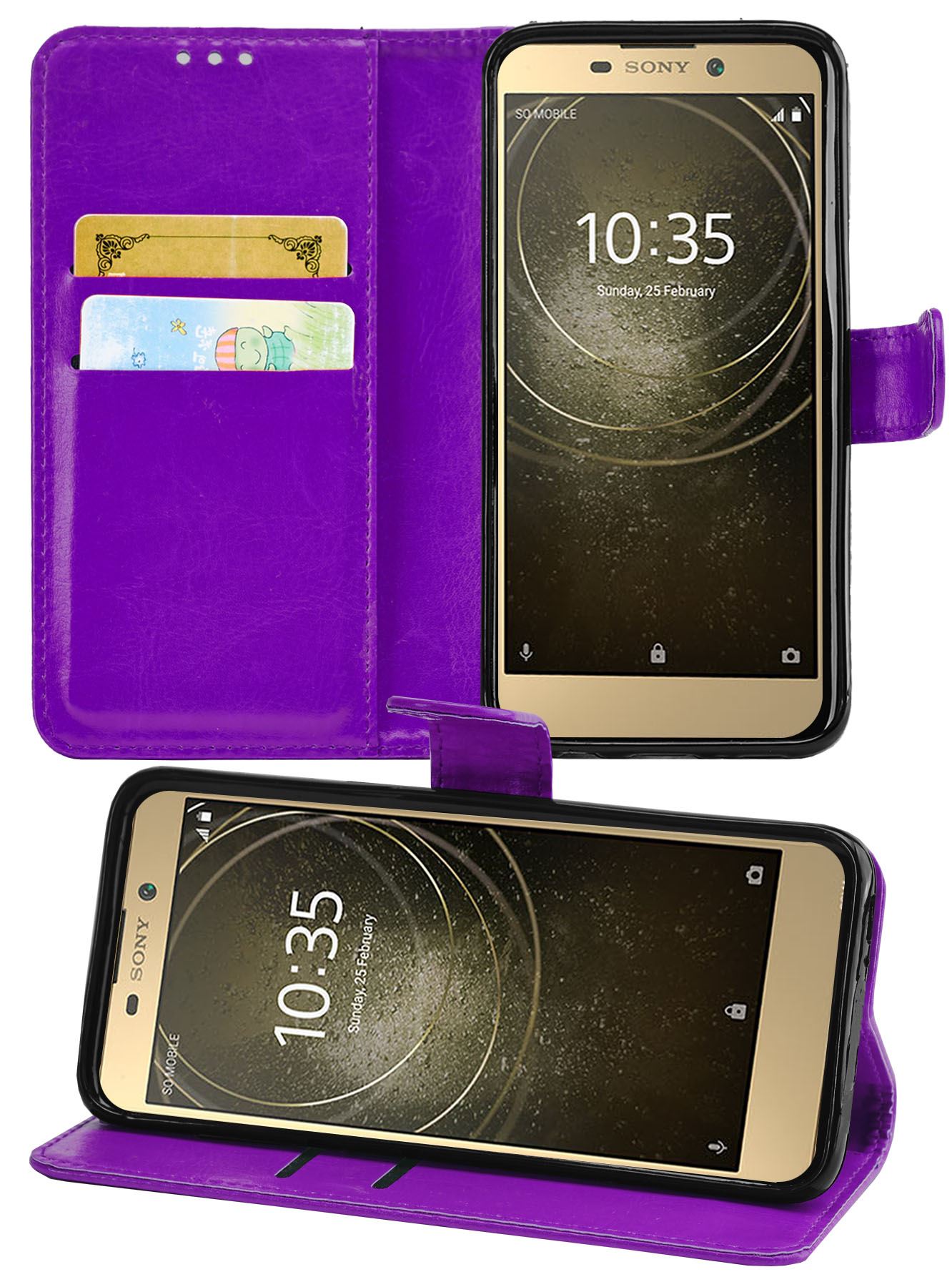 Sony Xperia L2 Premium Leather Wallet Flip Cover Pouch Book - Picture 16 of 23
