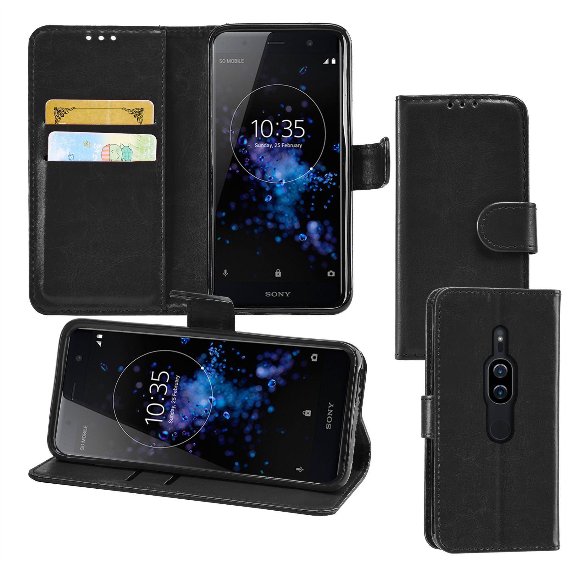 Sony Xperia XZ2 Premium Premium Leather Wallet Flip Cover Pouch Book - Picture 6 of 31