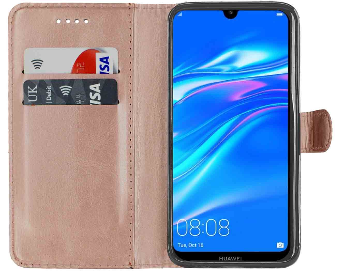 Huawei Y7 2019 Premium Leather Wallet Flip Cover Pouch Book - Picture 43 of 49