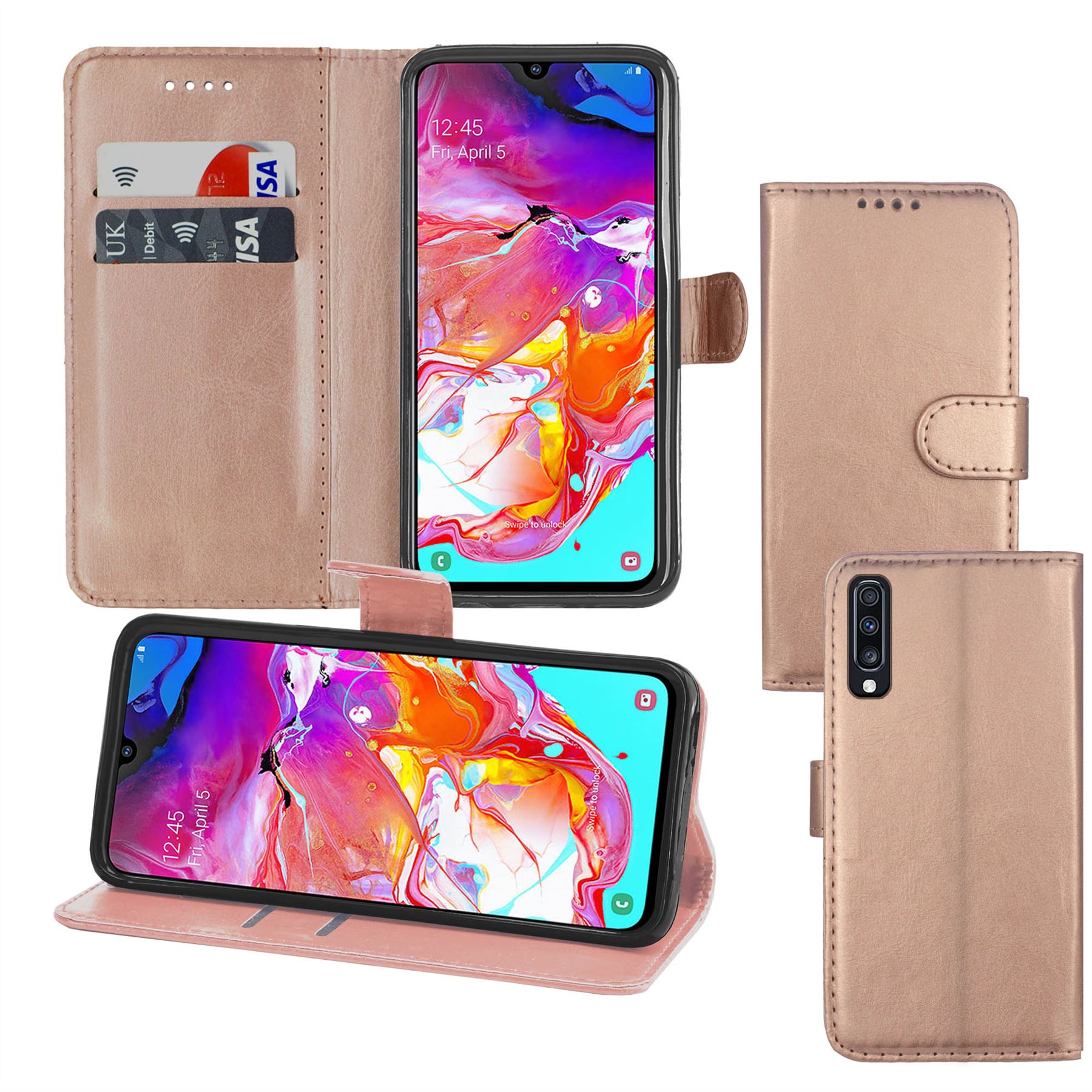 Samsung Galaxy A70 Premium Leather Wallet Flip Cover Pouch Book - Picture 49 of 49