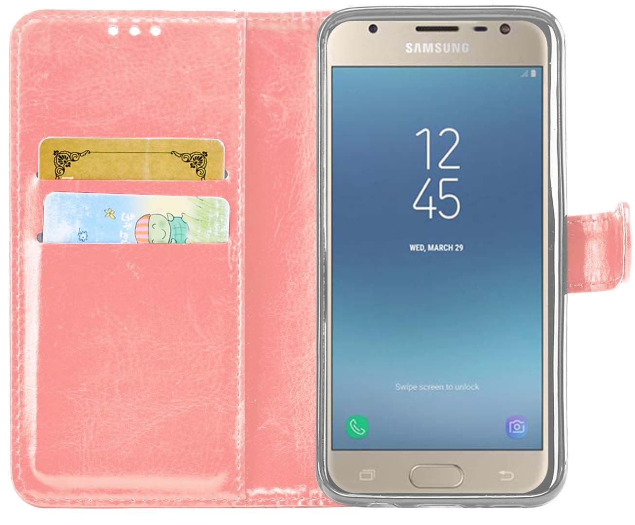 Samsung Galaxy J3 2017 (J330F) Premium Leather Wallet Flip Cover Pouch Book - Picture 59 of 62