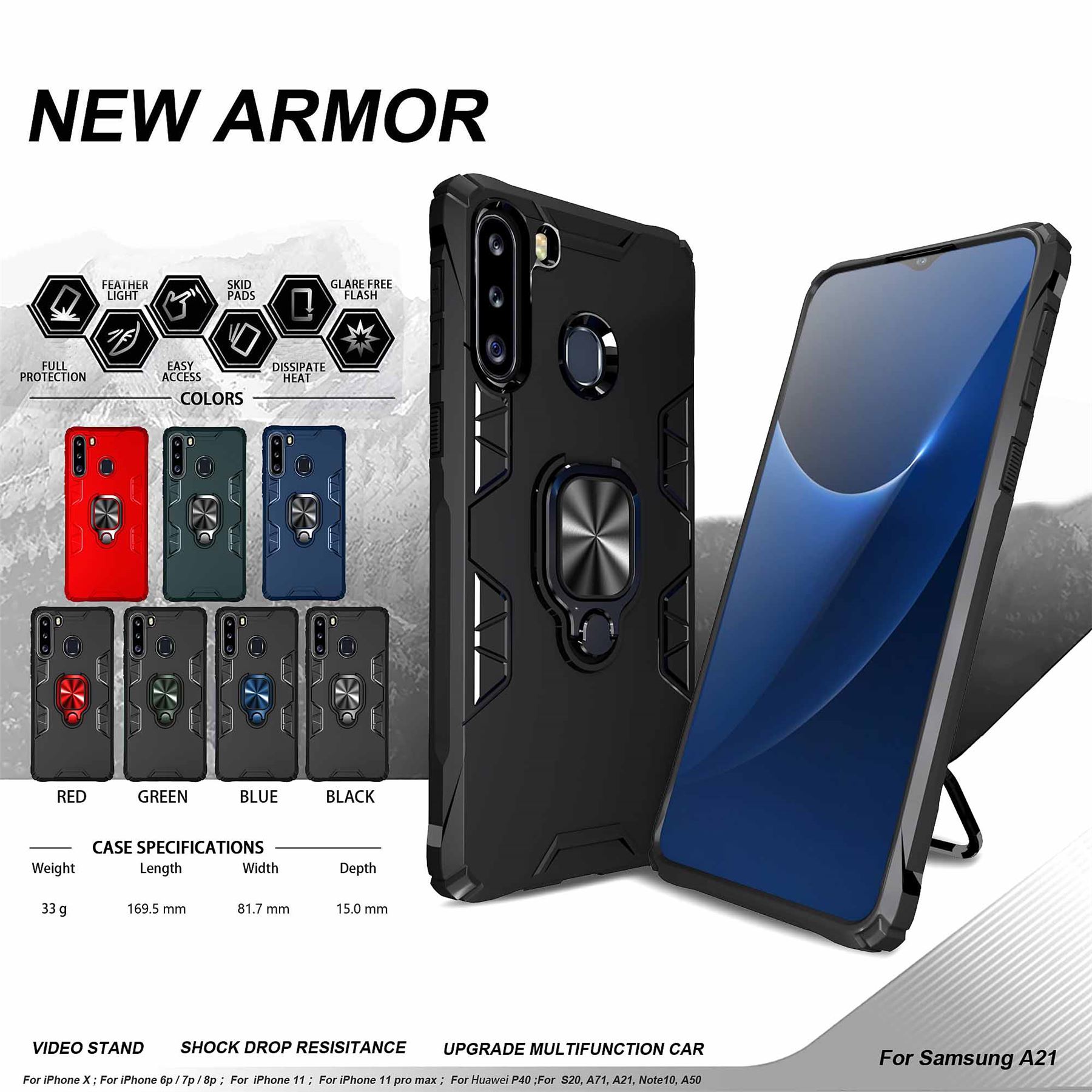 Hybrid Armor Case Shockproof Cover Ring Stand Holder For Samsung Galaxy A10s - Picture 81 of 90