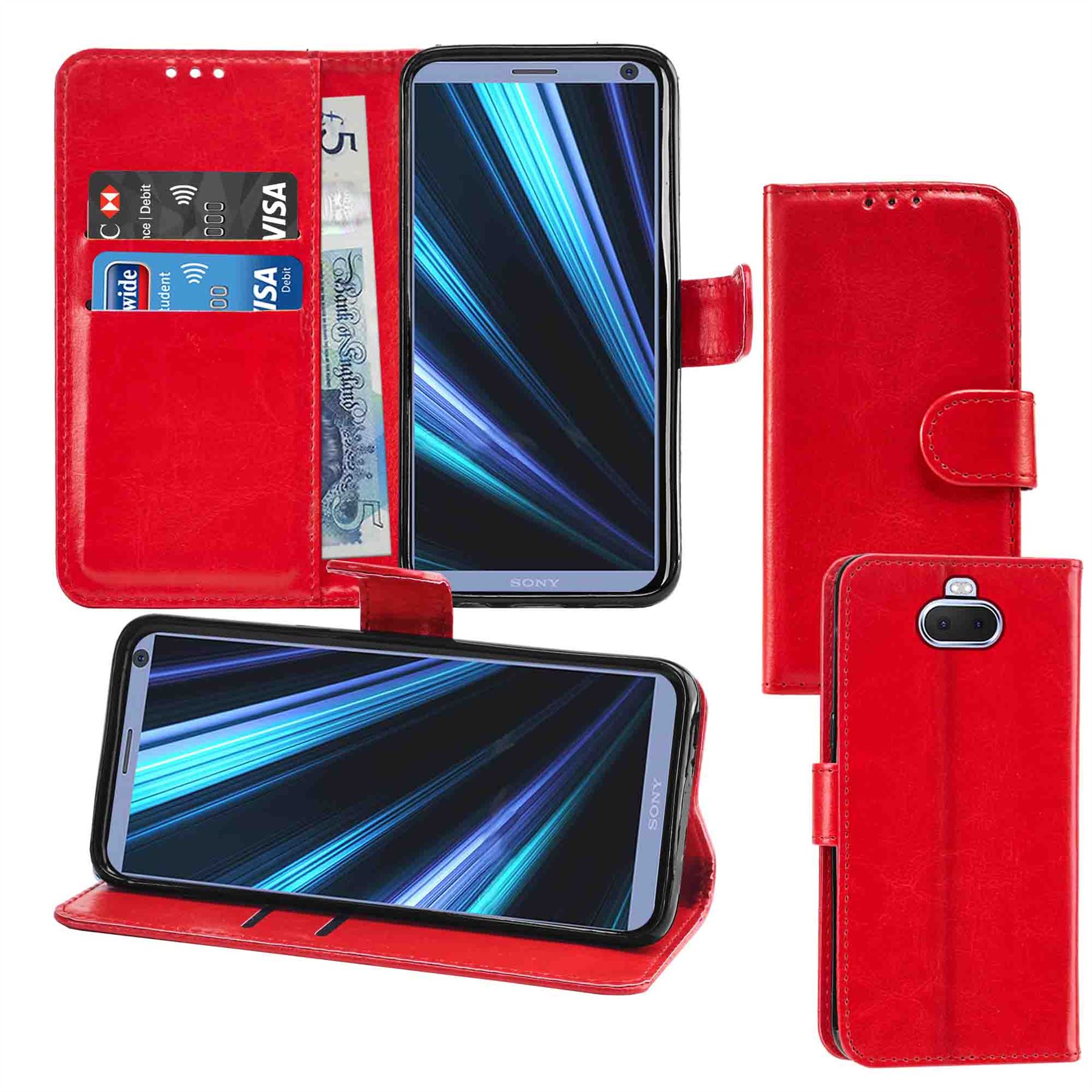 Sony Xperia 10 Premium Leather Wallet Flip Cover Pouch Book - Picture 30 of 35