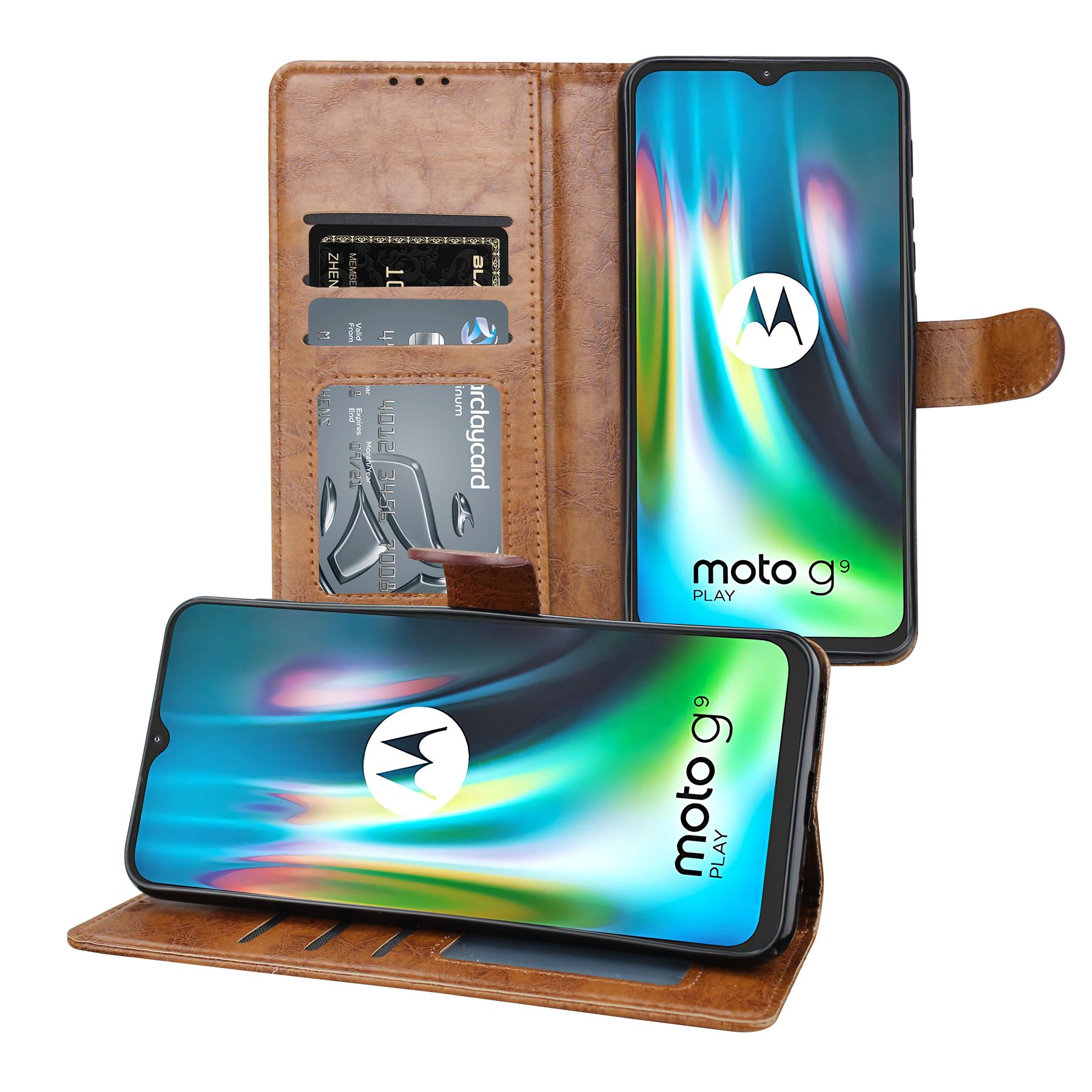 Photo ID Wallet Flip Folio Leather Phone Case Cover for Motorola Moto G9 Play - Picture 3 of 3
