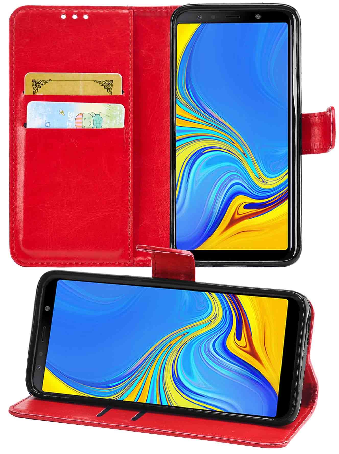Samsung Galaxy A7 2018 Premium Leather Wallet Flip Cover Pouch Book - Picture 16 of 20