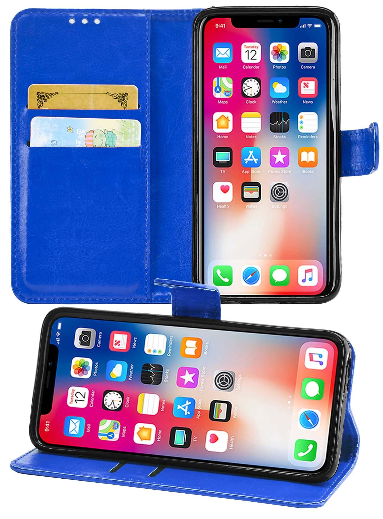 iPhone X Premium Leather Wallet Flip Cover Pouch Book - Picture 16 of 54