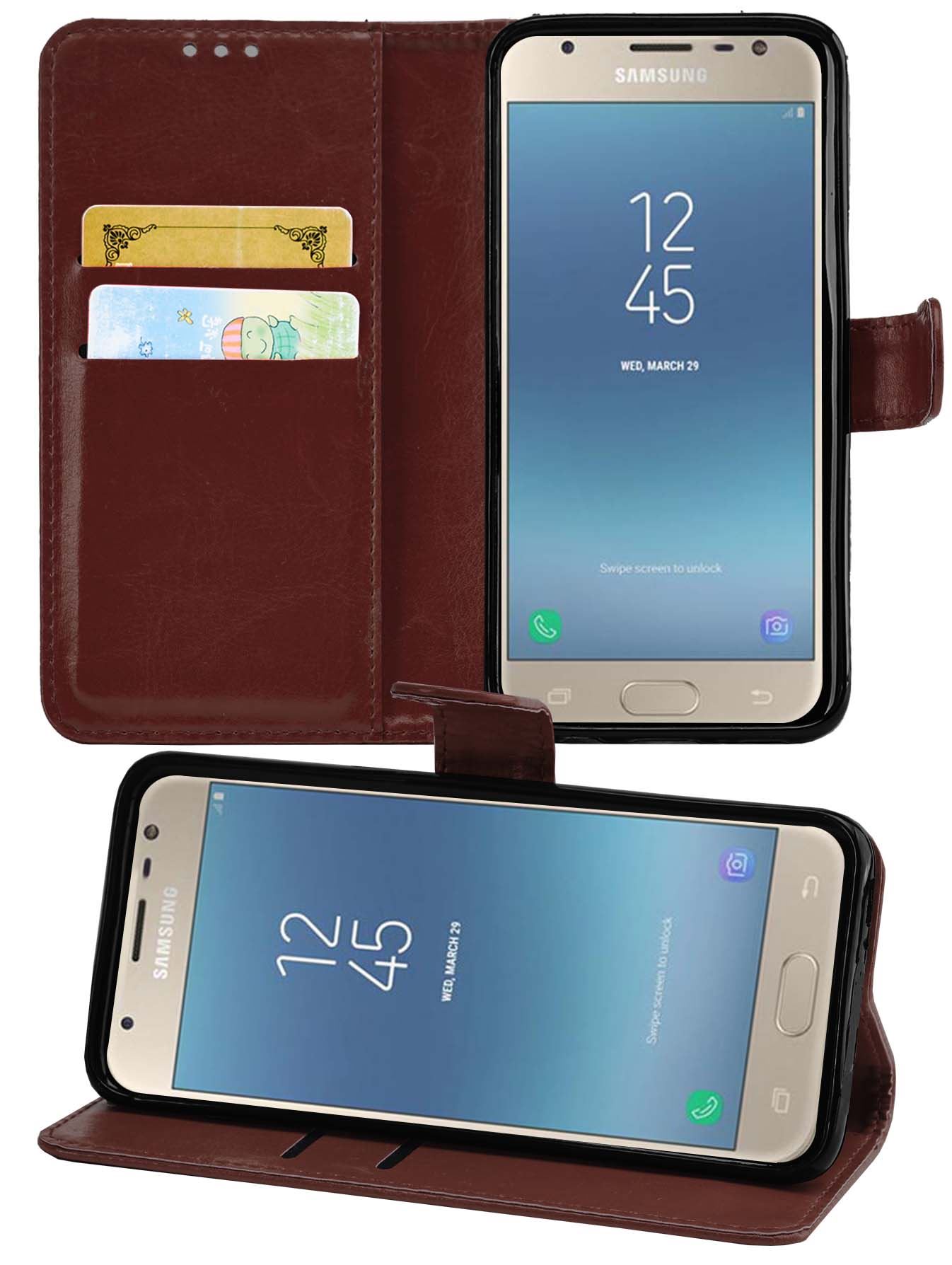 Samsung Galaxy J3 2017 (J330F) Premium Leather Wallet Flip Cover Pouch Book - Picture 26 of 62