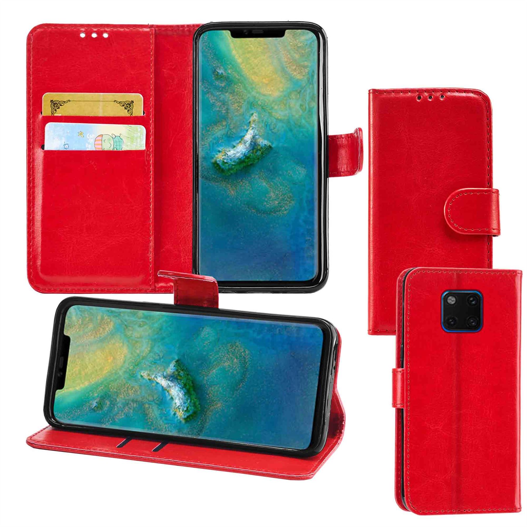 Huawei Mate 20 Pro Premium Leather Wallet Flip Cover Pouch Book - Picture 30 of 30