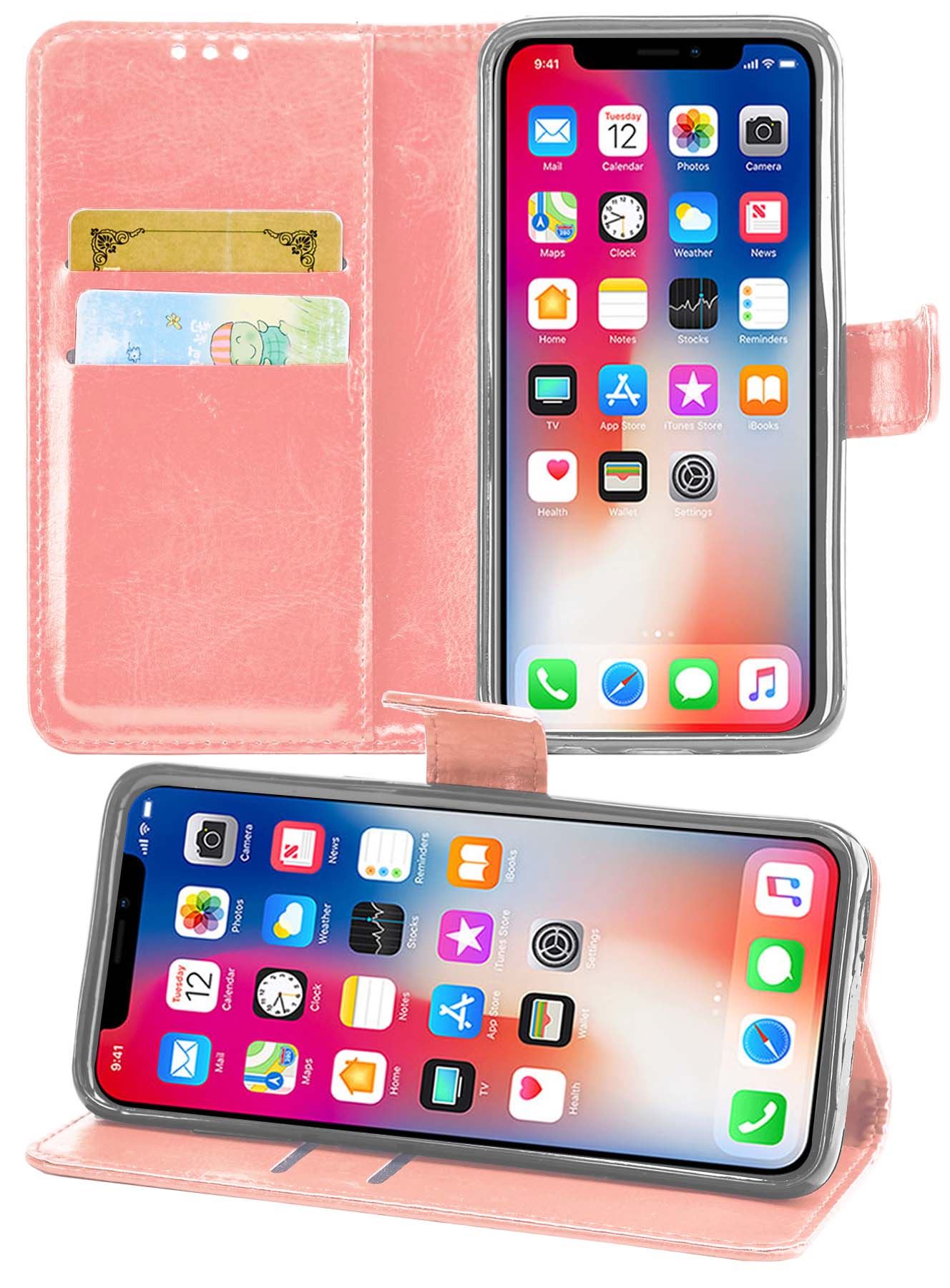 iPhone X Premium Leather Wallet Flip Cover Pouch Book - Picture 46 of 54