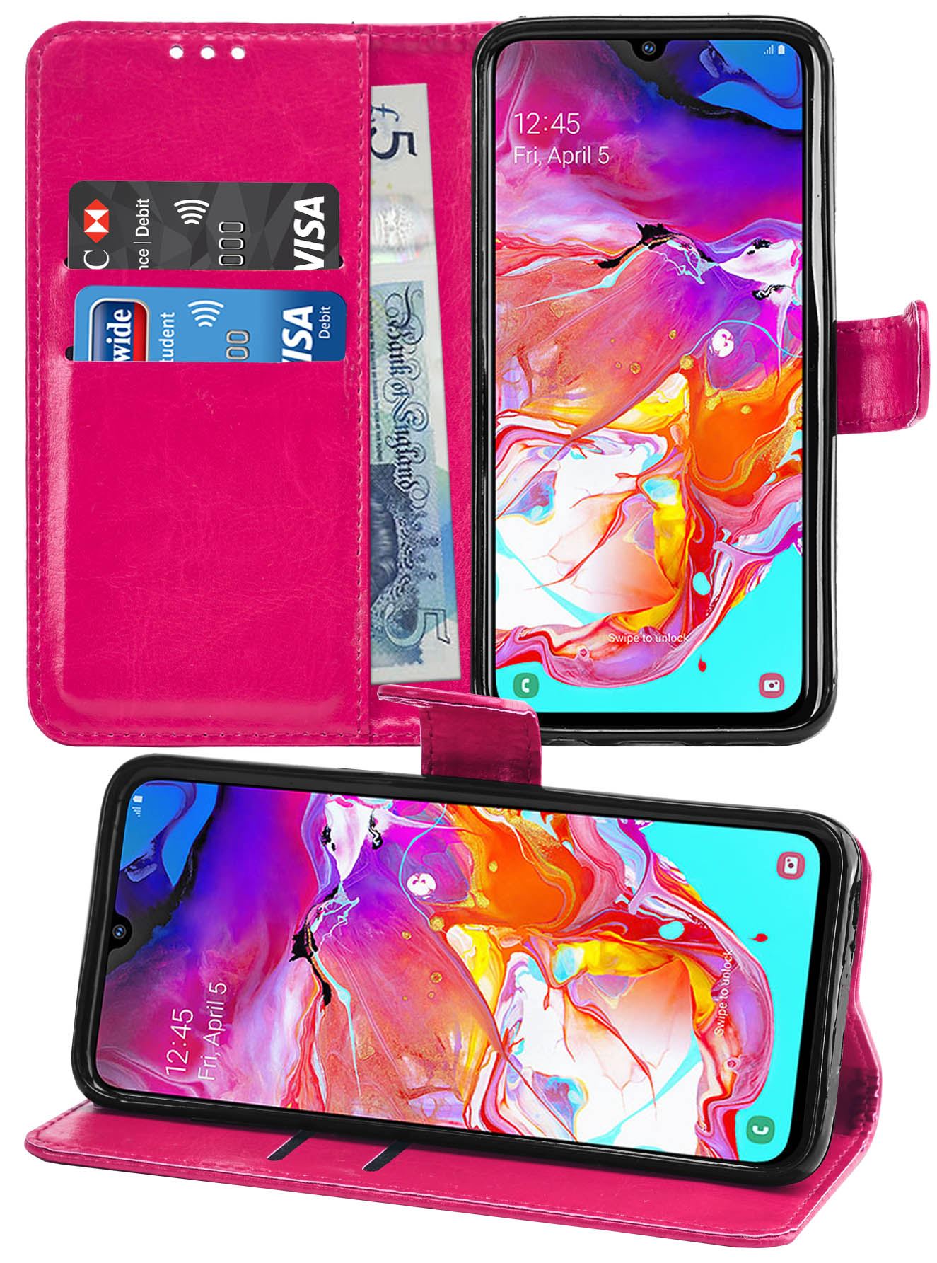 Samsung Galaxy A70 Premium Leather Wallet Flip Cover Pouch Book - Picture 24 of 49
