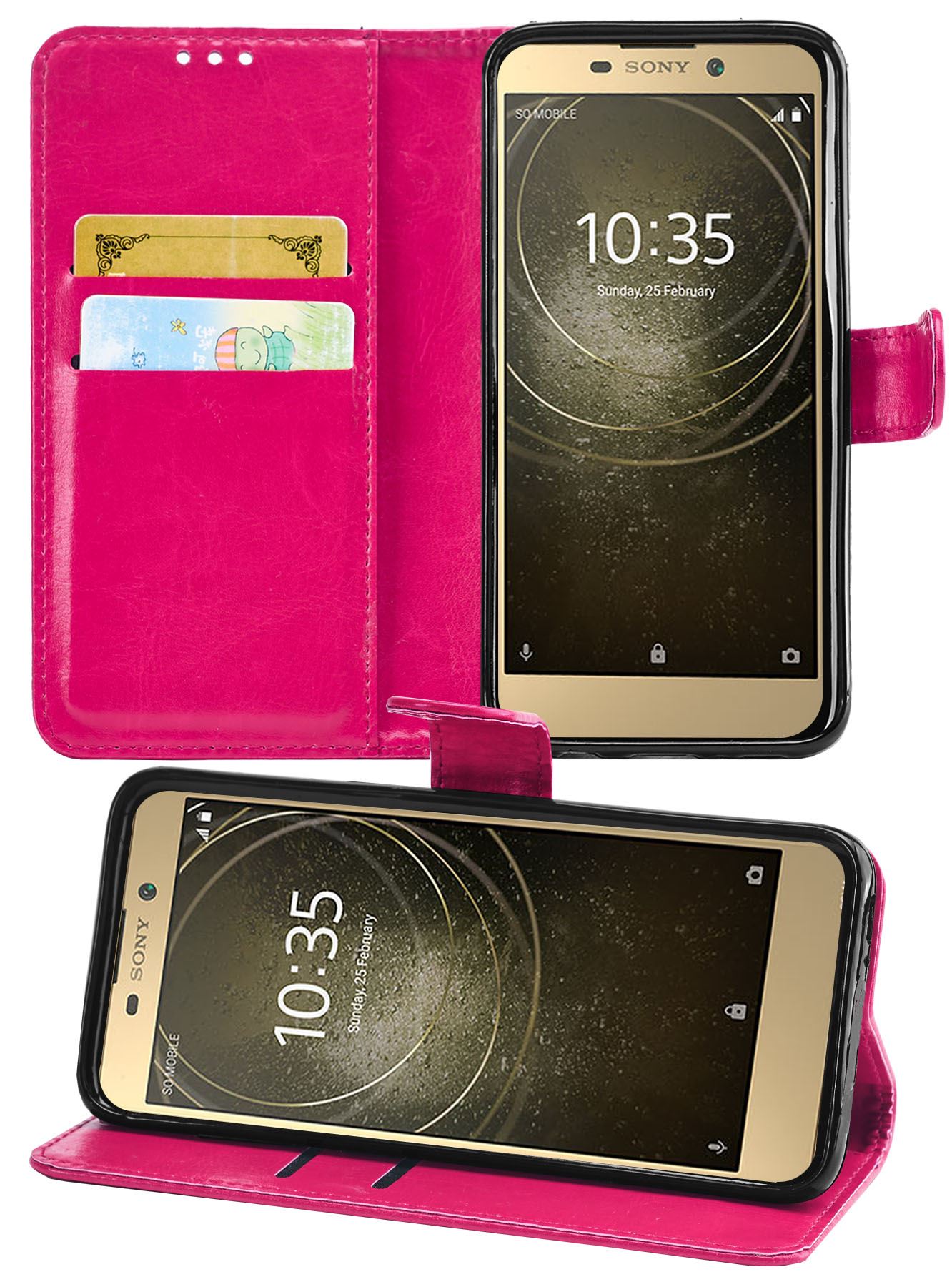 Sony Xperia L2 Premium Leather Wallet Flip Cover Pouch Book - Picture 12 of 23
