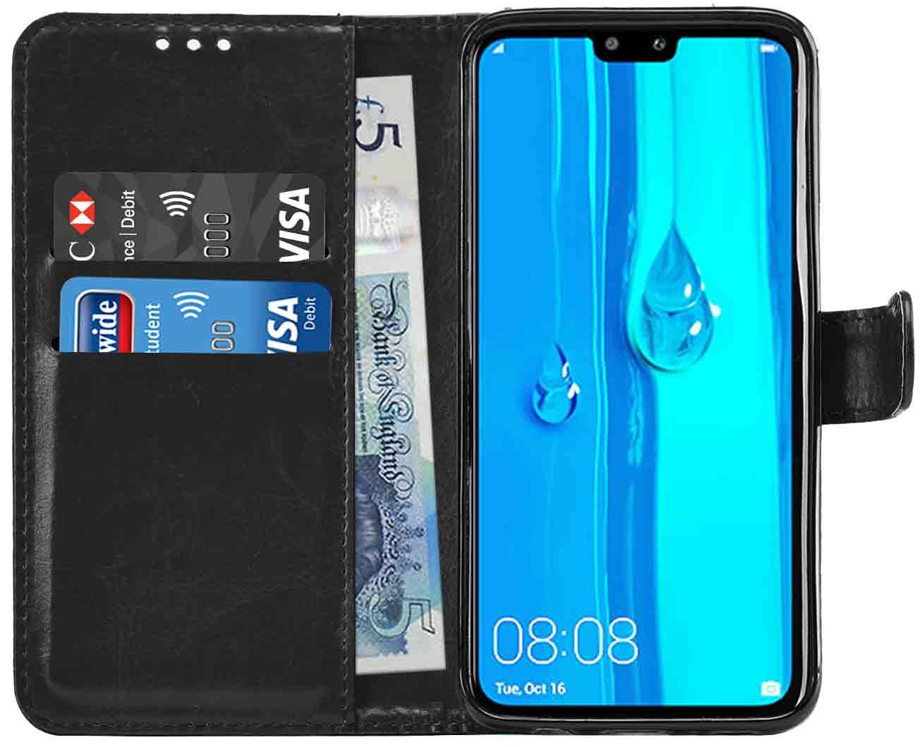 Huawei Y9 2019 Premium Leather Wallet Flip Cover Pouch Book - Picture 8 of 15