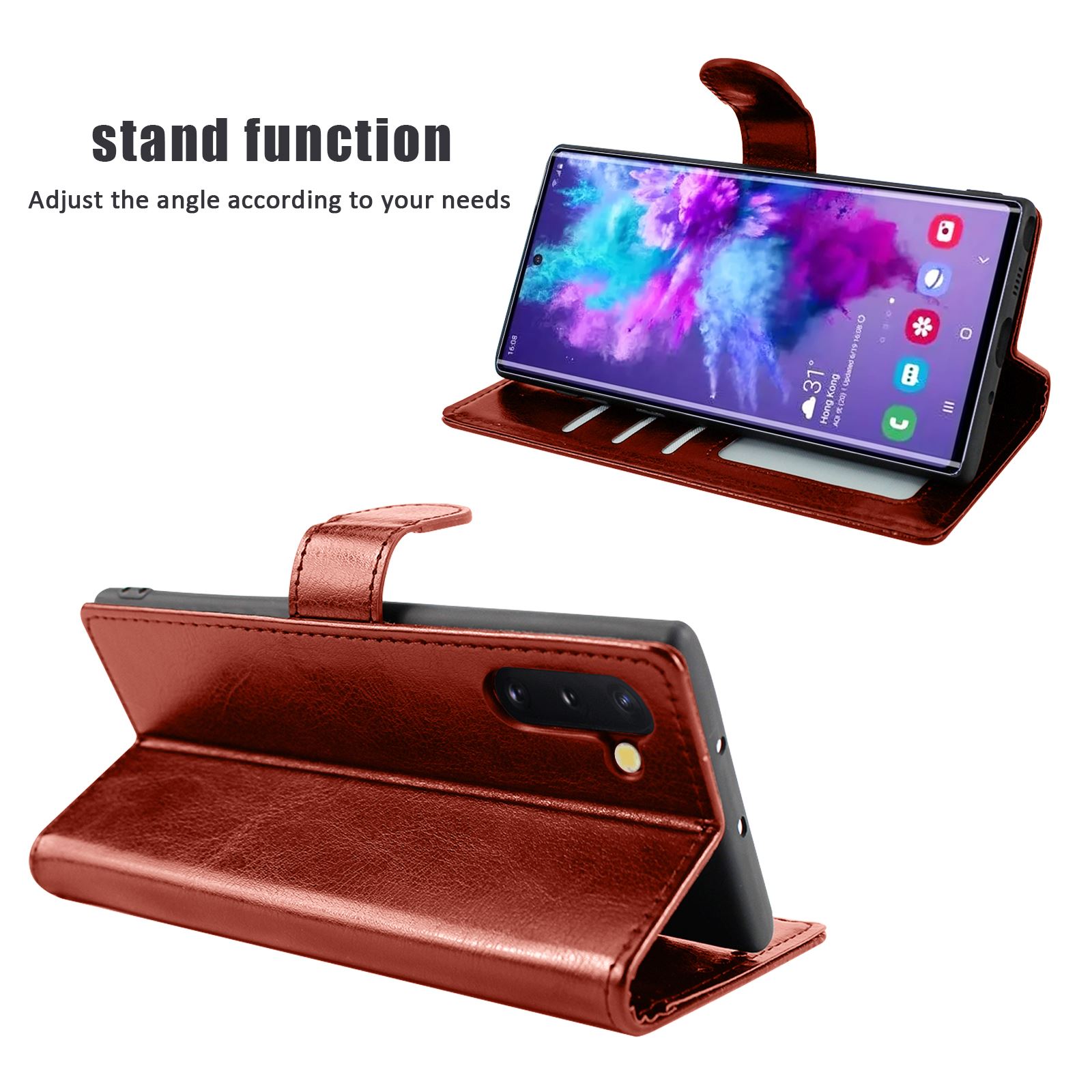 Samsung Galaxy Note 10 Premium Leather Wallet Flip Cover Pouch Book - Picture 24 of 56