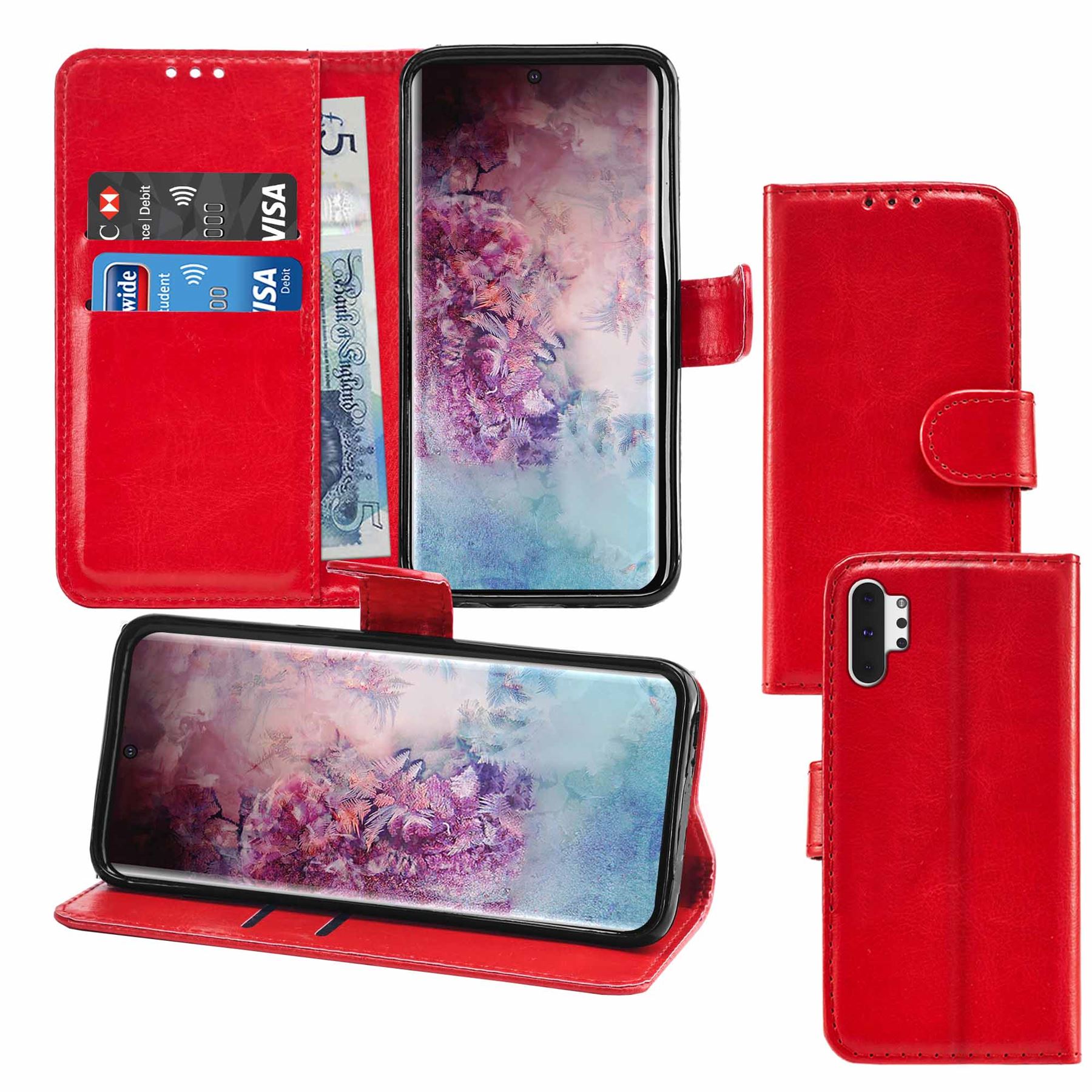 Samsung Galaxy Note 10 Pro Premium Leather Wallet Flip Cover Pouch Book - Picture 48 of 55