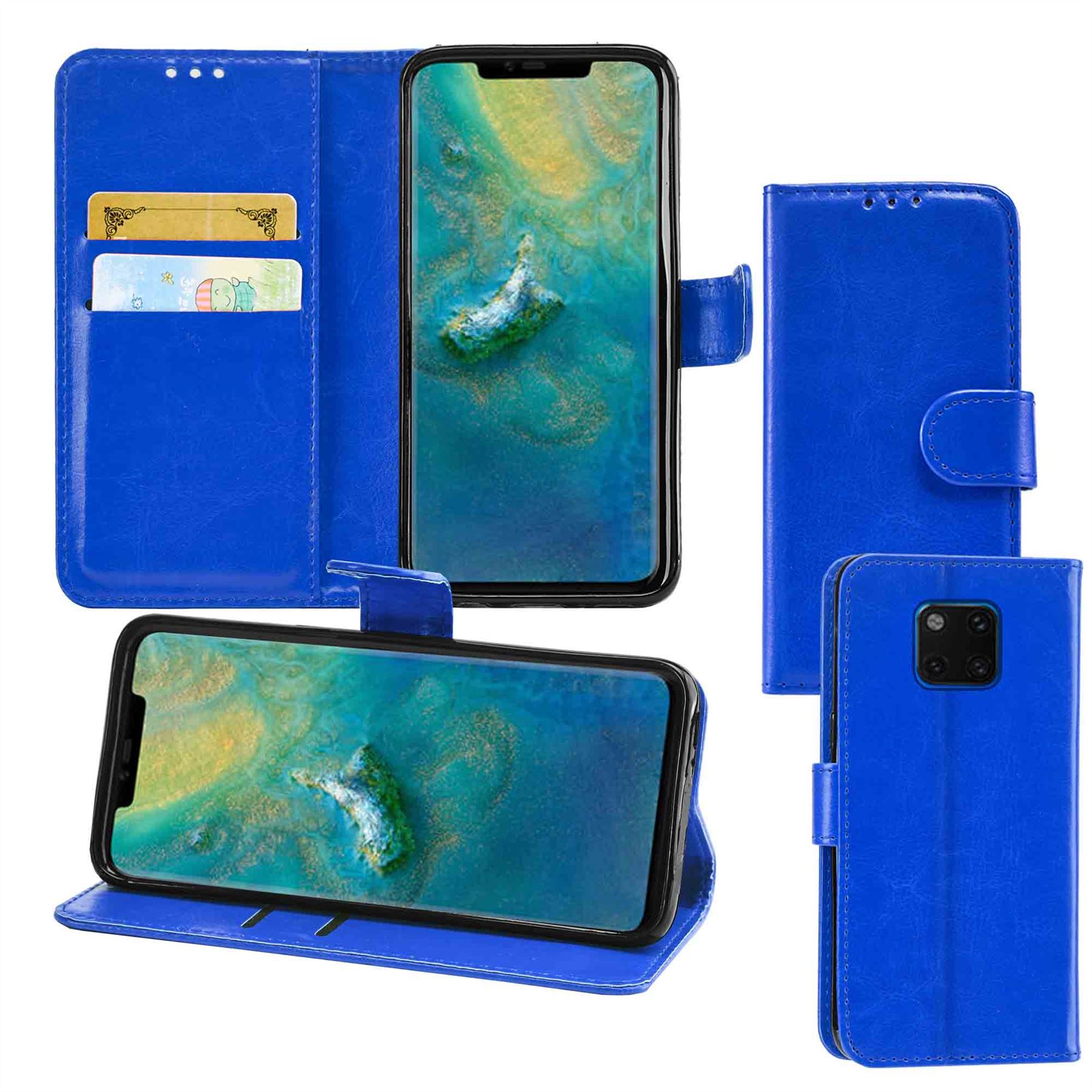 Huawei Mate 20 Pro Premium Leather Wallet Flip Cover Pouch Book - Picture 15 of 30