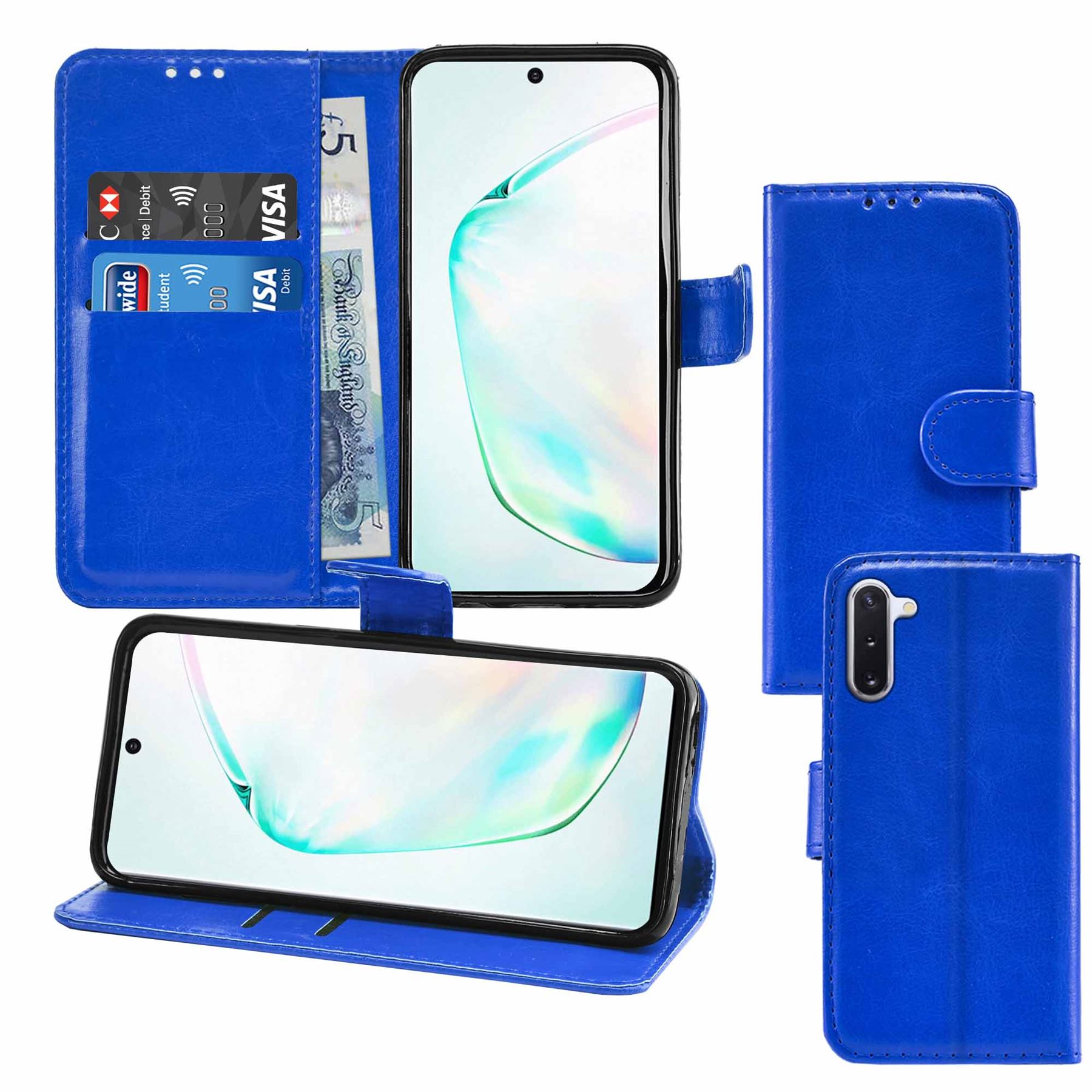 Samsung Galaxy Note 10 Premium Leather Wallet Flip Cover Pouch Book - Picture 21 of 56