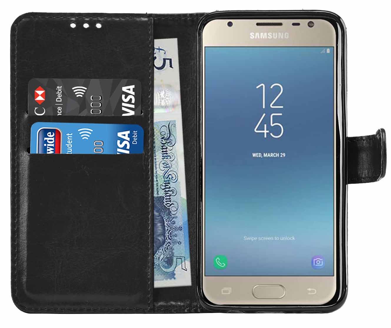 Samsung Galaxy J3 2017 (J330F) Premium Leather Wallet Flip Cover Pouch Book - Picture 11 of 62