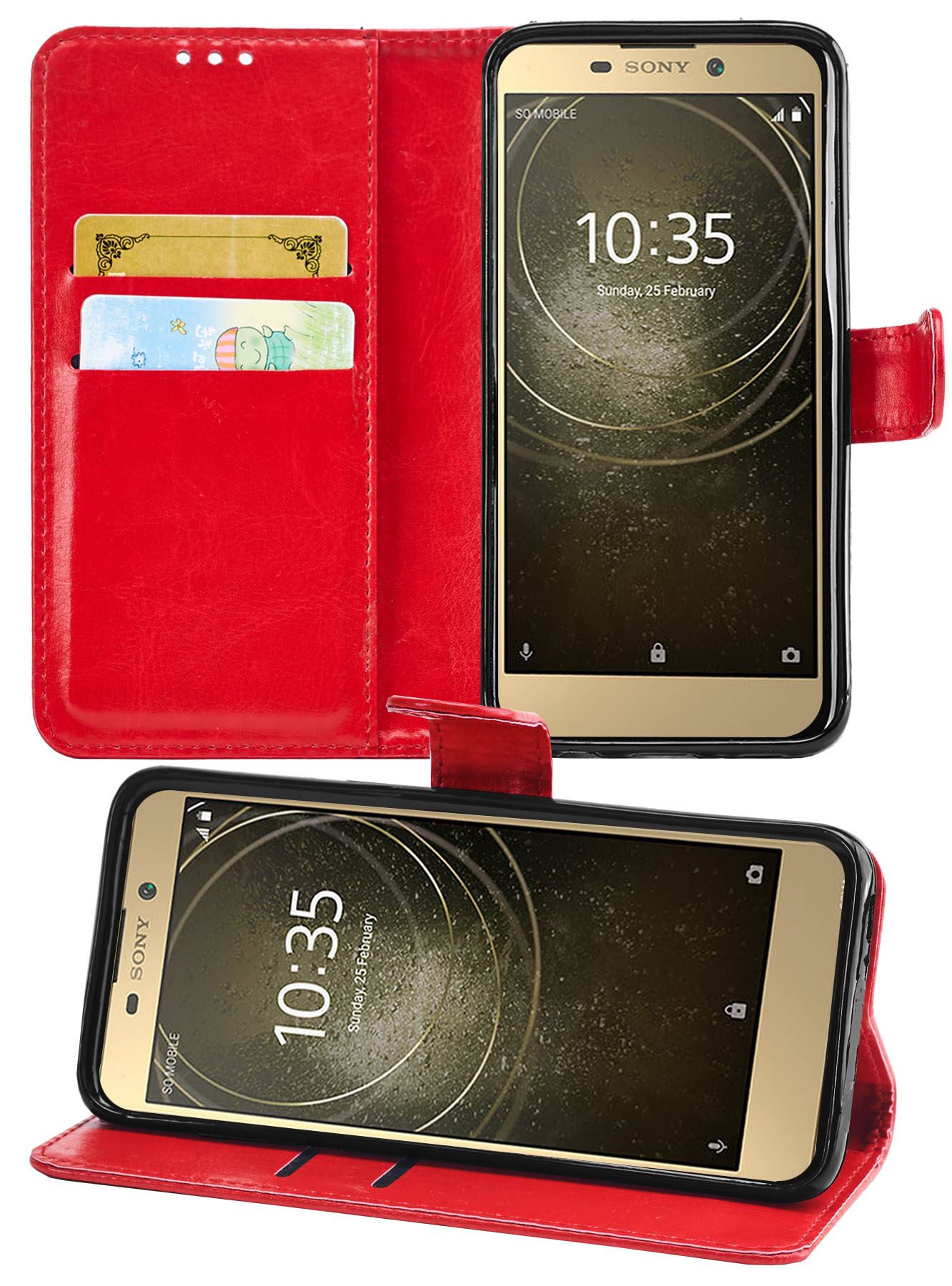 Sony Xperia L2 Premium Leather Wallet Flip Cover Pouch Book - Picture 20 of 23