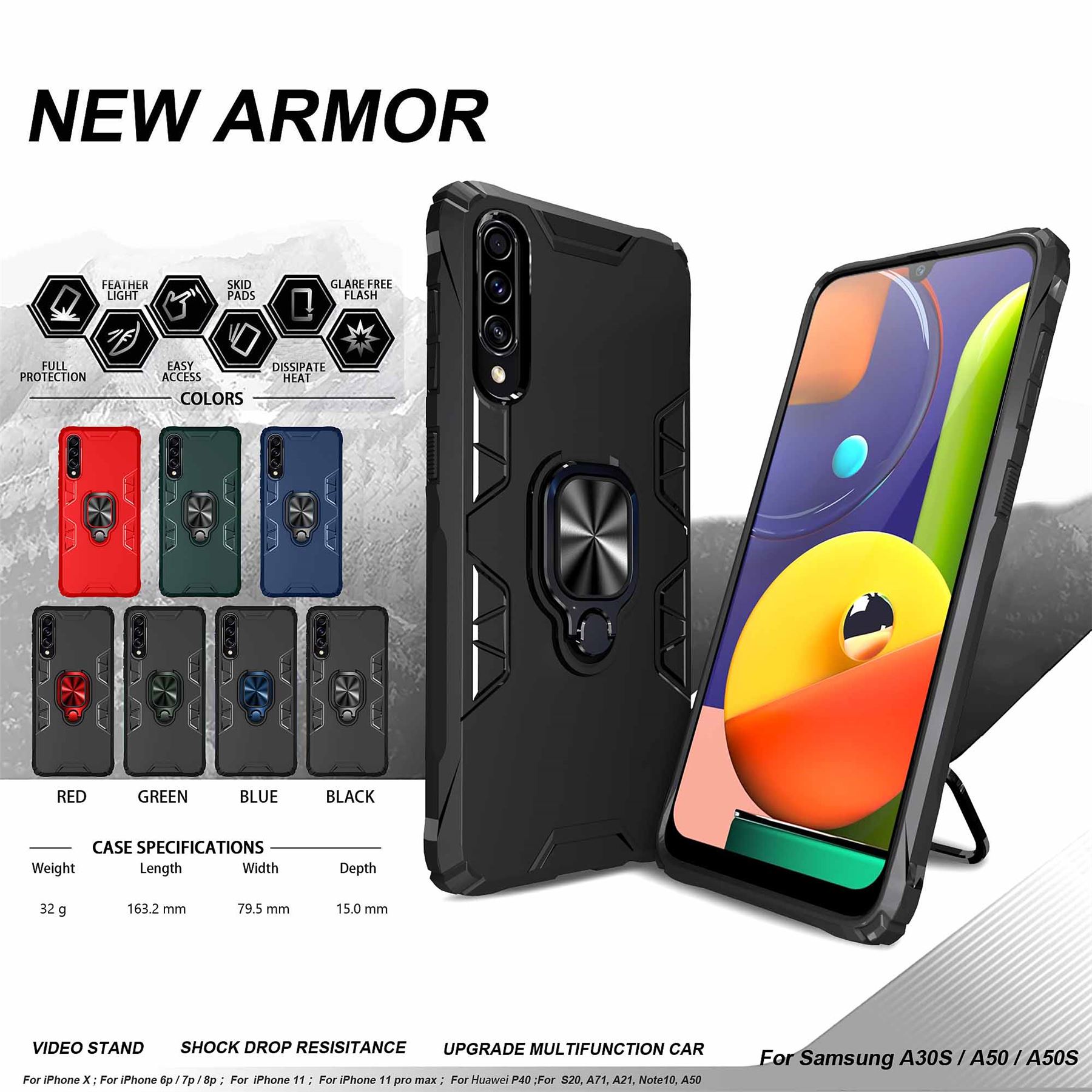 Hybrid Armor Case Shockproof Cover Ring Stand Holder For Samsung Galaxy A51 - Picture 31 of 90