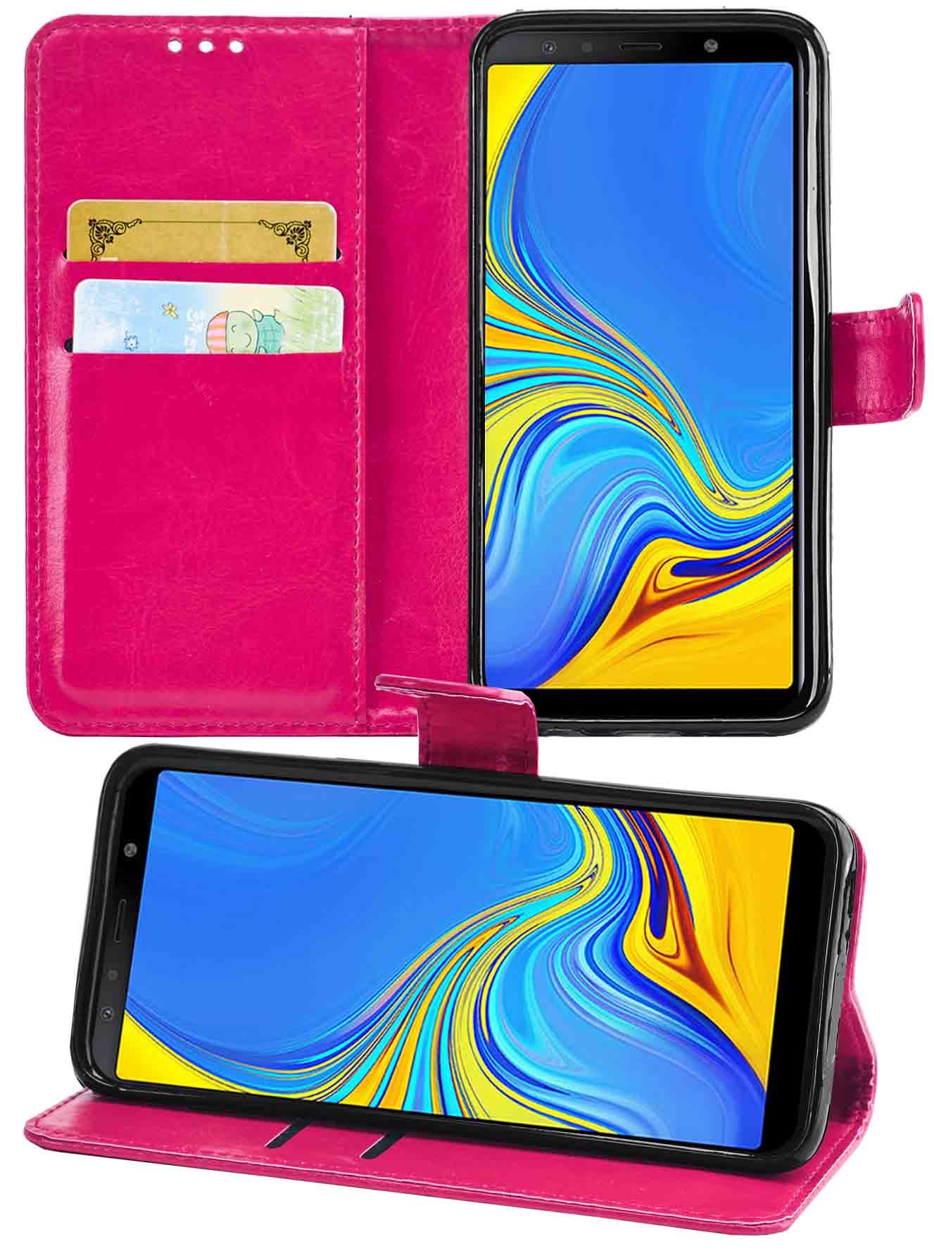 Samsung Galaxy A7 2018 Premium Leather Wallet Flip Cover Pouch Book - Picture 11 of 20