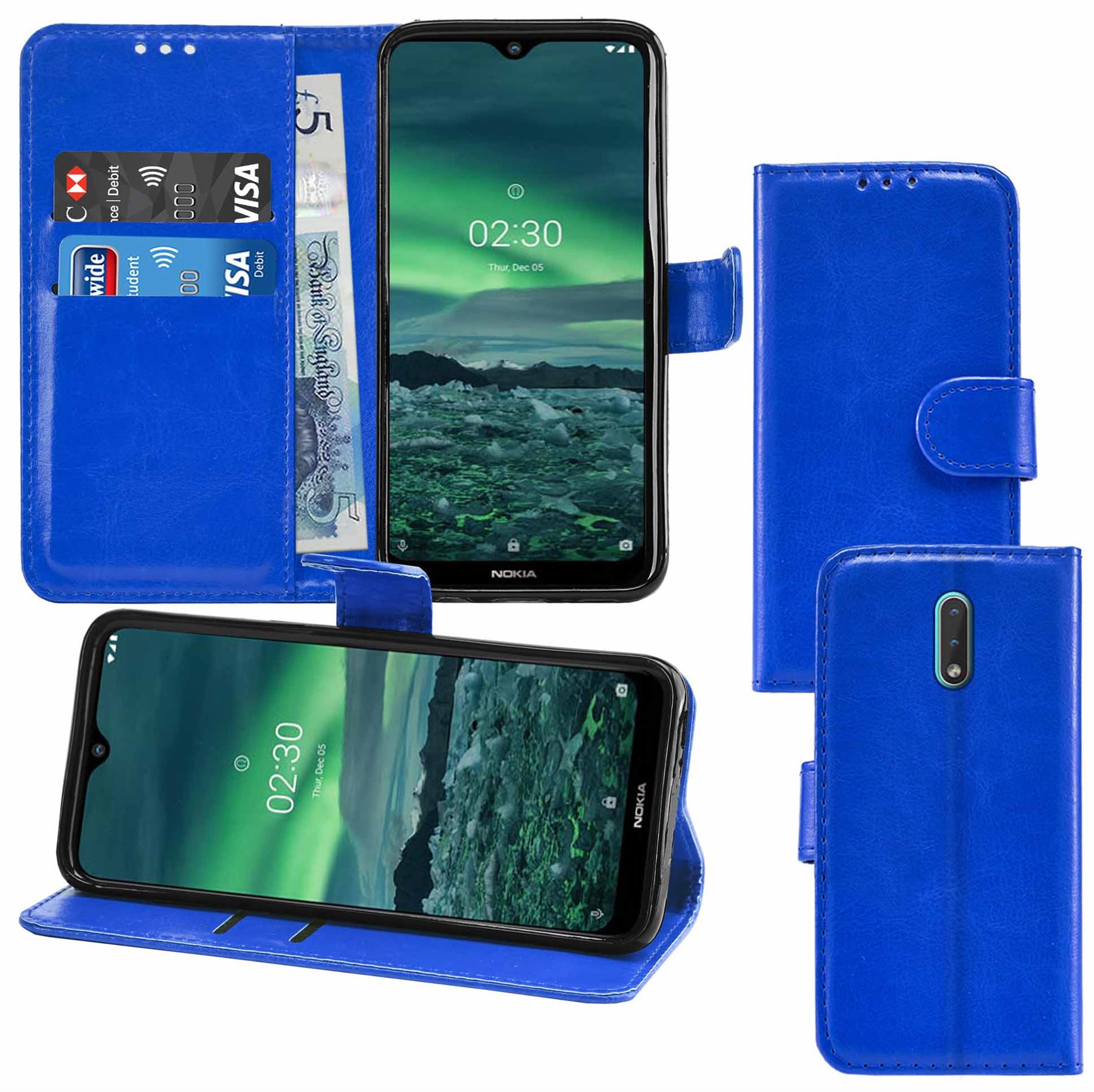 Wallet Flip Stand Folio Leather Phone Case Cover for Nokia 2.3 With