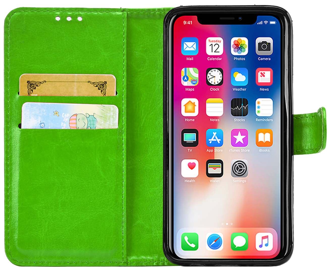 iPhone X Premium Leather Wallet Flip Cover Pouch Book - Picture 30 of 54