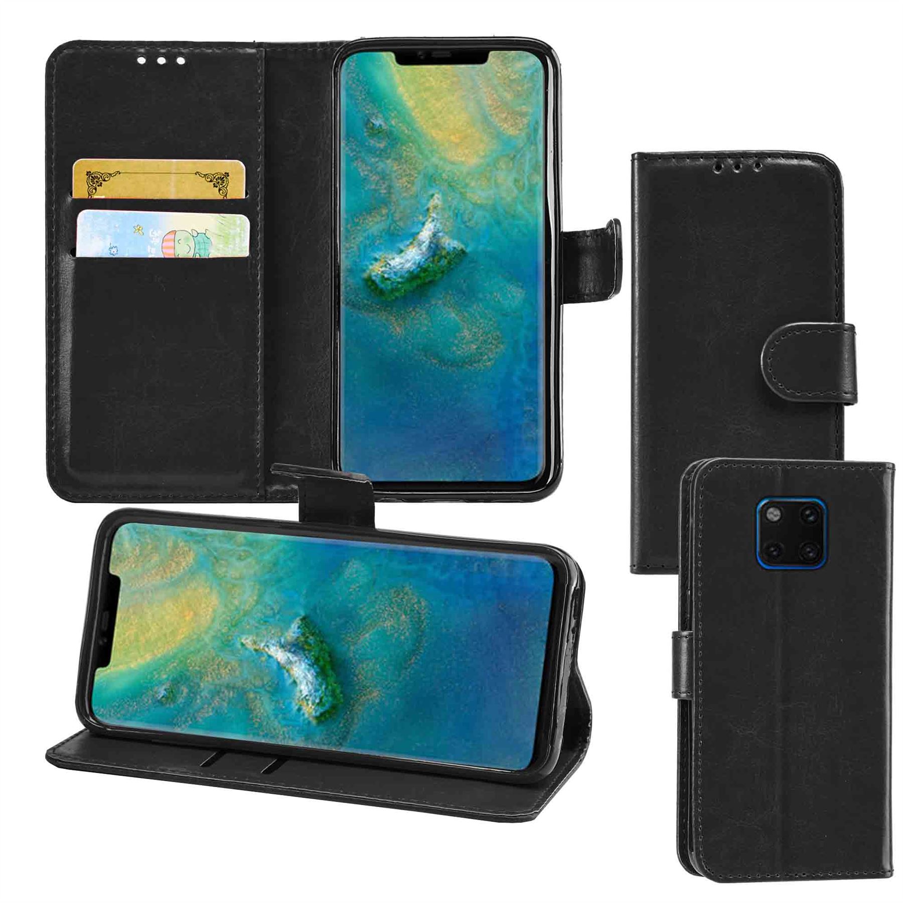 Huawei Mate 20 Pro Premium Leather Wallet Flip Cover Pouch Book - Picture 10 of 30