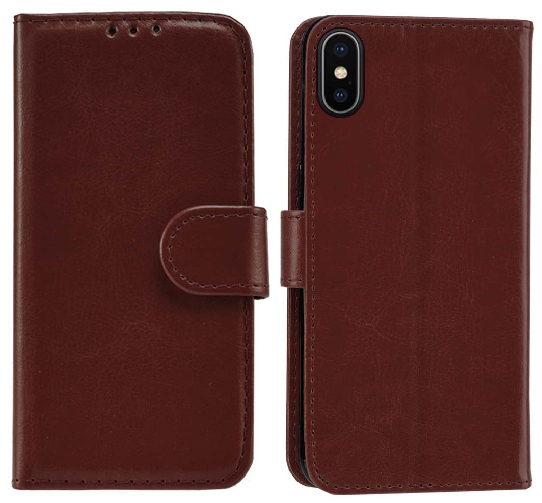 iPhone X Premium Leather Wallet Flip Cover Pouch Book - Picture 24 of 54