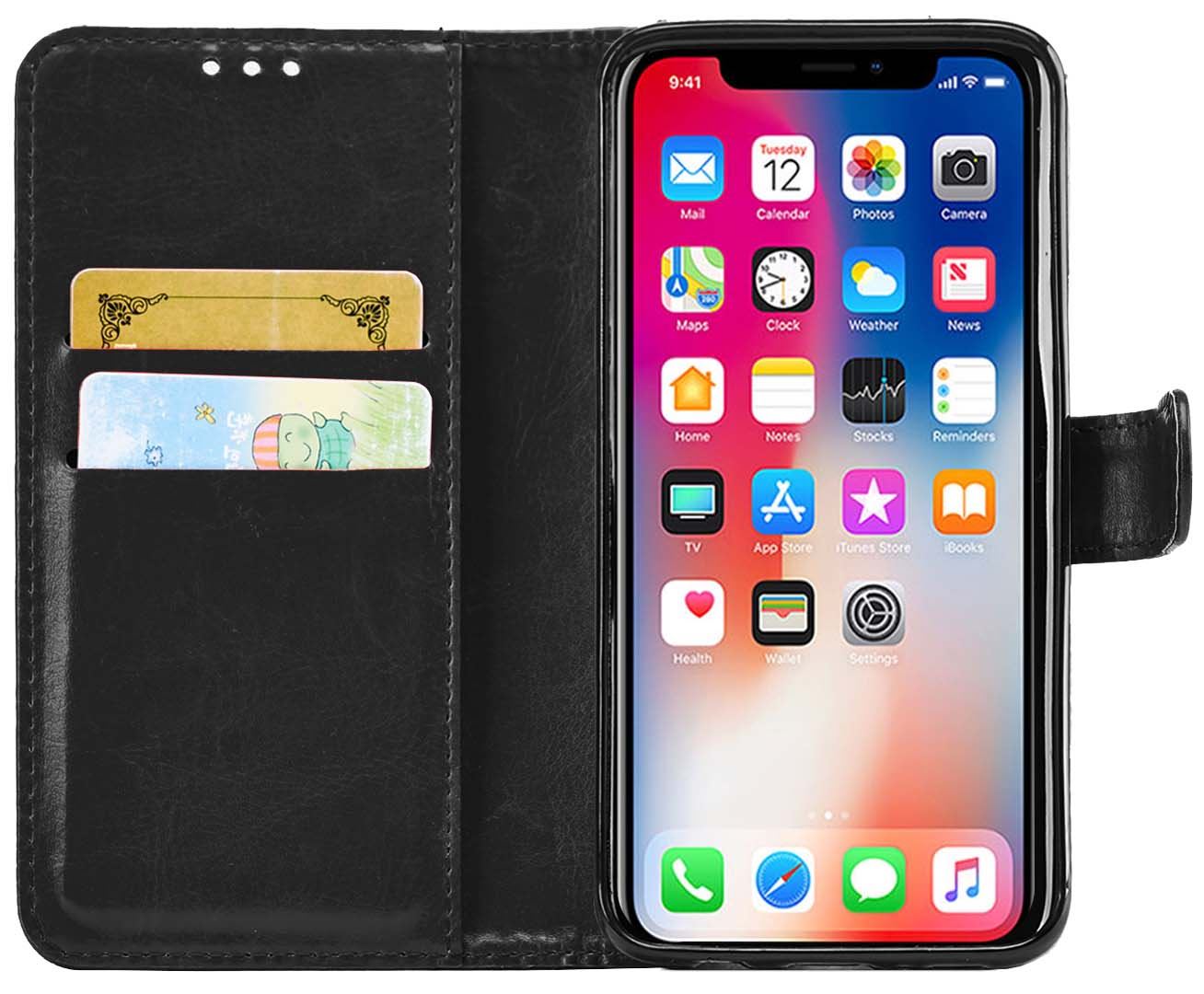 iPhone X Premium Leather Wallet Flip Cover Pouch Book - Picture 15 of 54