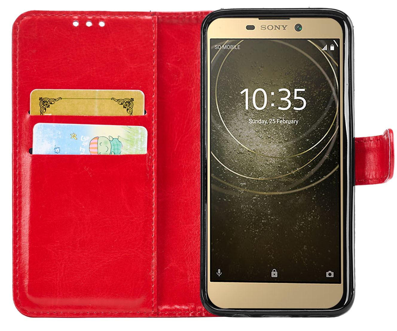 Sony Xperia L2 Premium Leather Wallet Flip Cover Pouch Book - Picture 22 of 23
