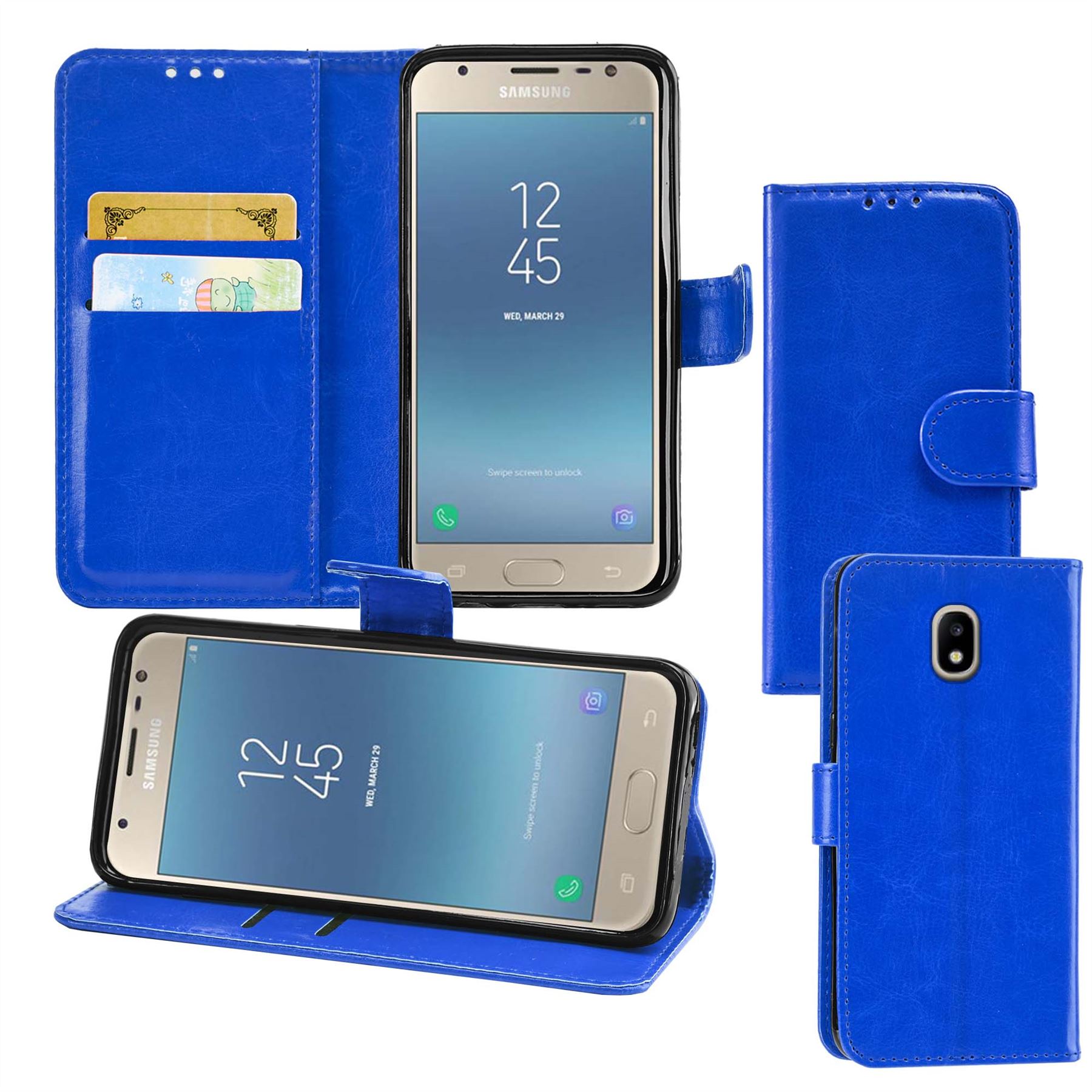 Samsung Galaxy J3 2017 (J330F) Premium Leather Wallet Flip Cover Pouch Book - Picture 25 of 62