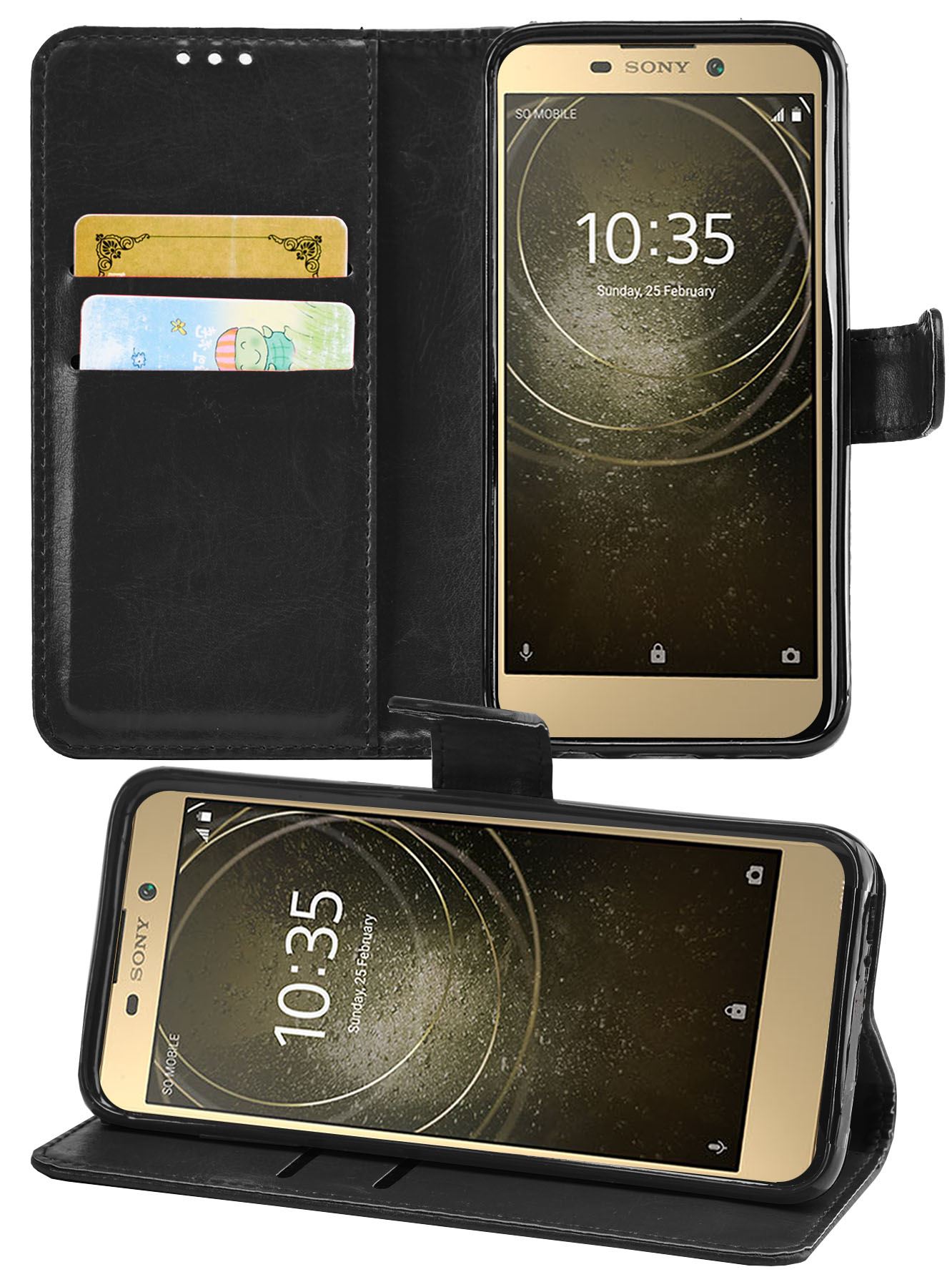 Sony Xperia L2 Premium Leather Wallet Flip Cover Pouch Book - Picture 4 of 23