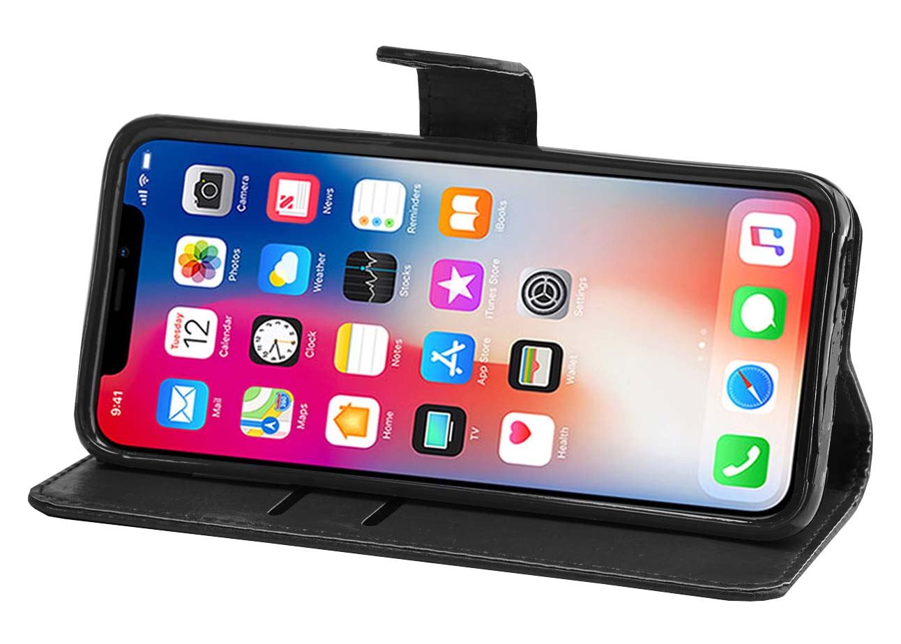 iPhone X Premium Leather Wallet Flip Cover Pouch Book - Picture 12 of 54