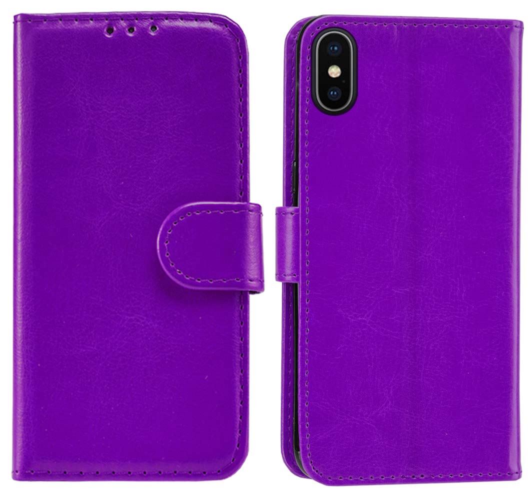 iPhone X Premium Leather Wallet Flip Cover Pouch Book - Picture 38 of 54