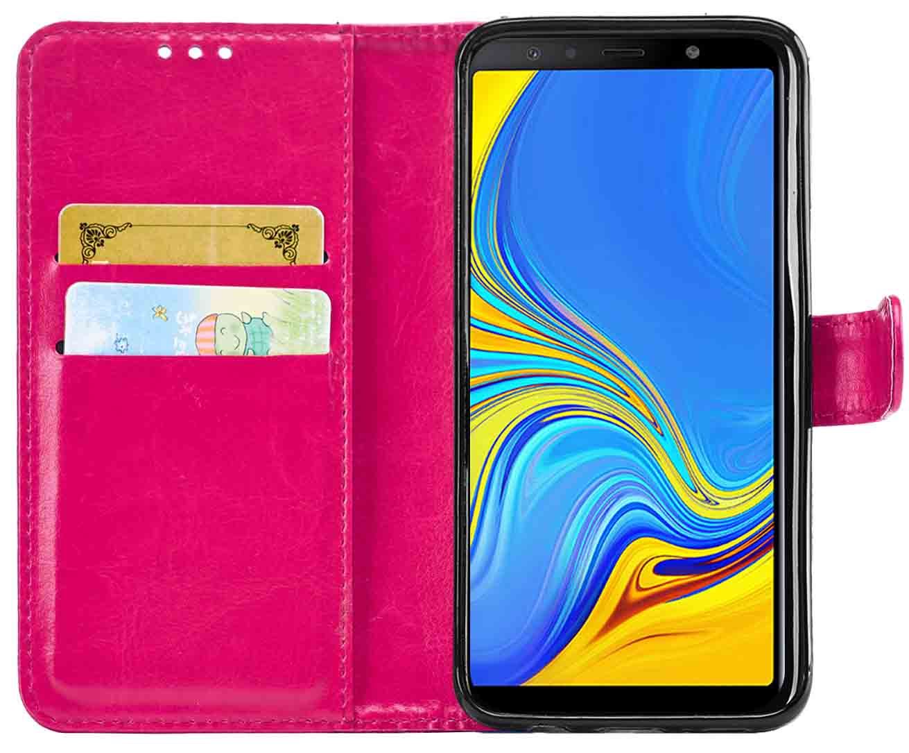 Samsung Galaxy A7 2018 Premium Leather Wallet Flip Cover Pouch Book - Picture 13 of 20