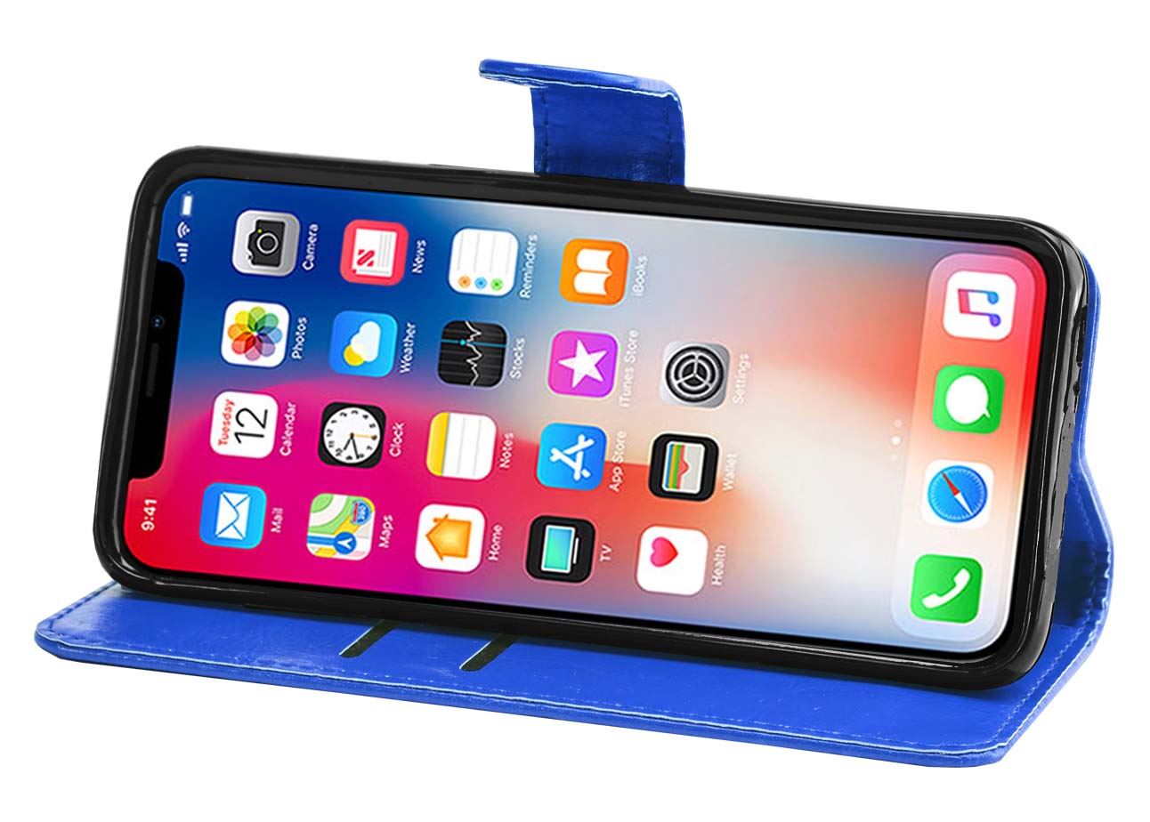 iPhone X Premium Leather Wallet Flip Cover Pouch Book - Picture 17 of 54