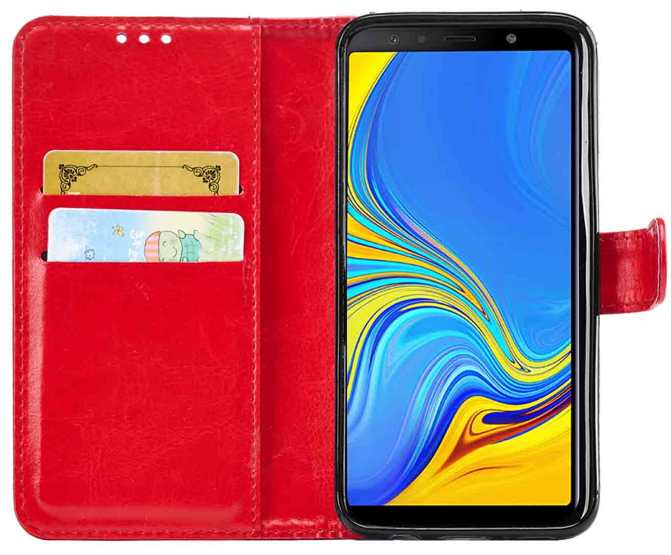 Samsung Galaxy A7 2018 Premium Leather Wallet Flip Cover Pouch Book - Picture 18 of 20