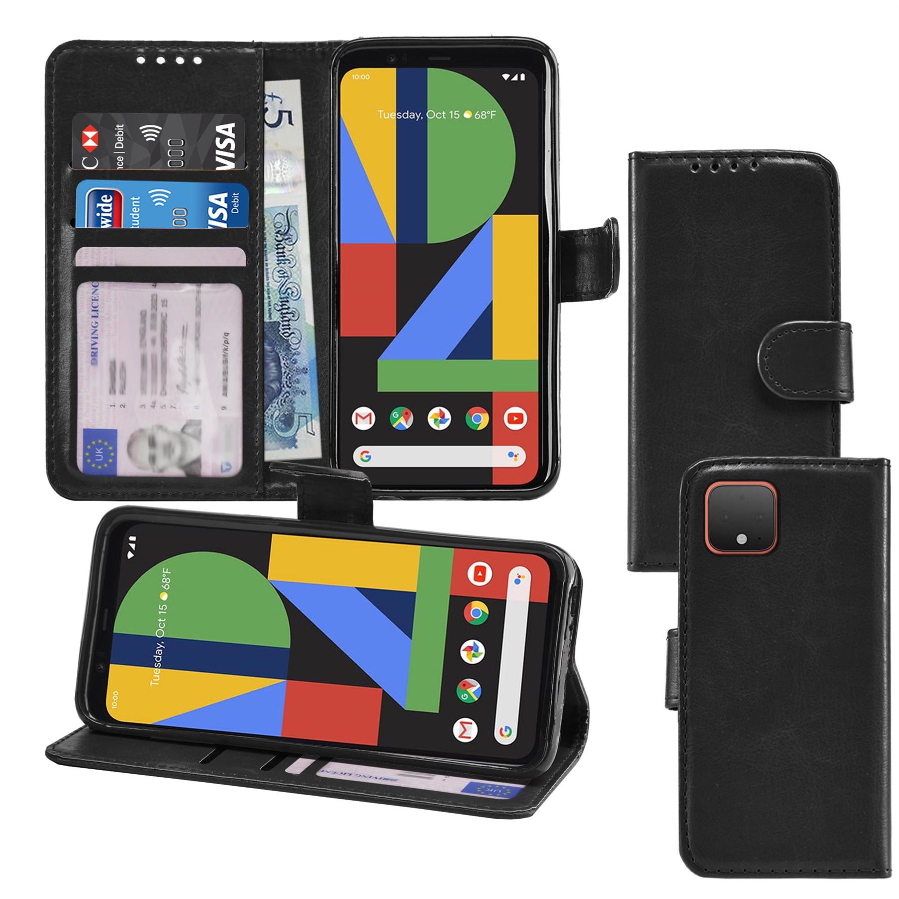 Photo ID Wallet Flip Folio Leather Phone Case Cover for Google Pixel 4XL - Picture 2 of 2