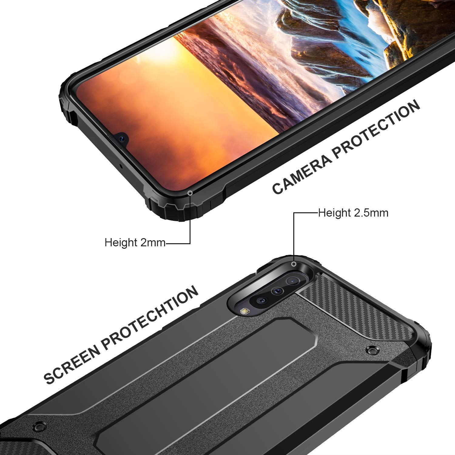 Slim Carbon Heavy Duty Shockproof Bumper Case Cover for Samsung Mobiles