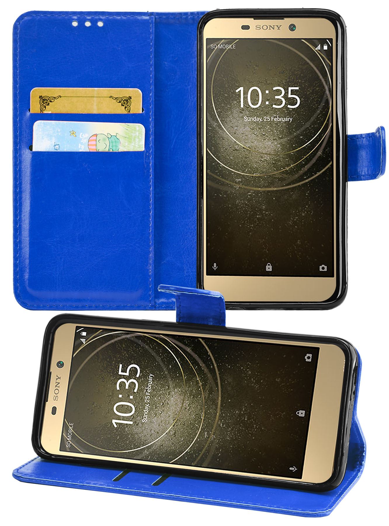 Sony Xperia L2 Premium Leather Wallet Flip Cover Pouch Book - Picture 8 of 23