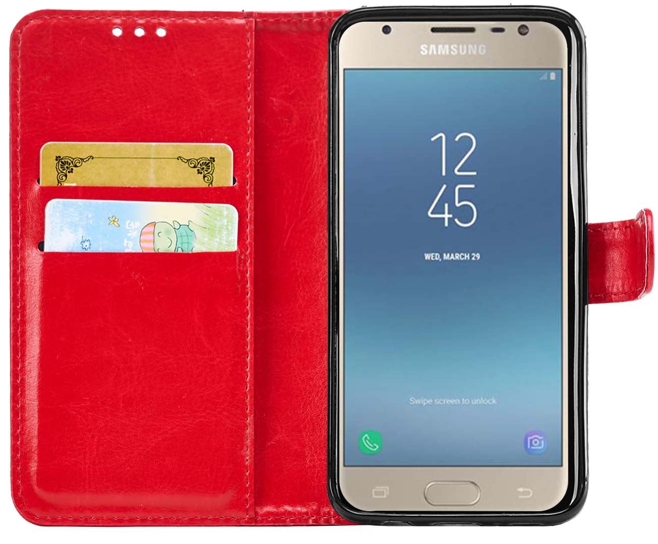 Samsung Galaxy J3 2017 (J330F) Premium Leather Wallet Flip Cover Pouch Book - Picture 54 of 62
