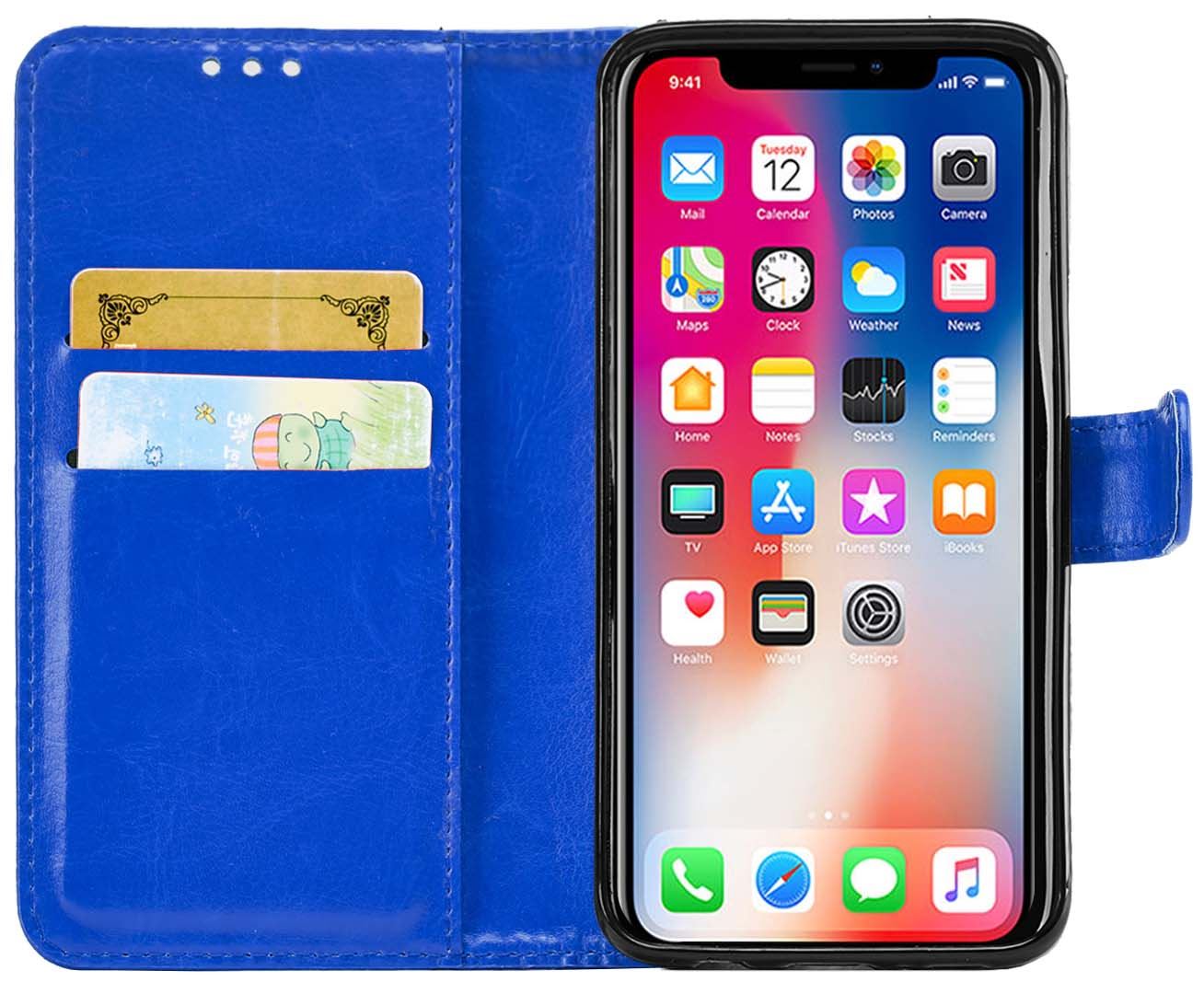 iPhone X Premium Leather Wallet Flip Cover Pouch Book - Picture 20 of 54