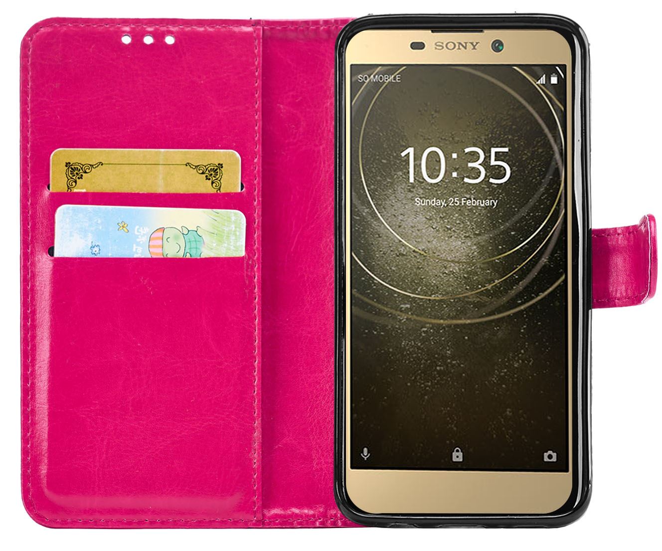 Sony Xperia L2 Premium Leather Wallet Flip Cover Pouch Book - Picture 14 of 23